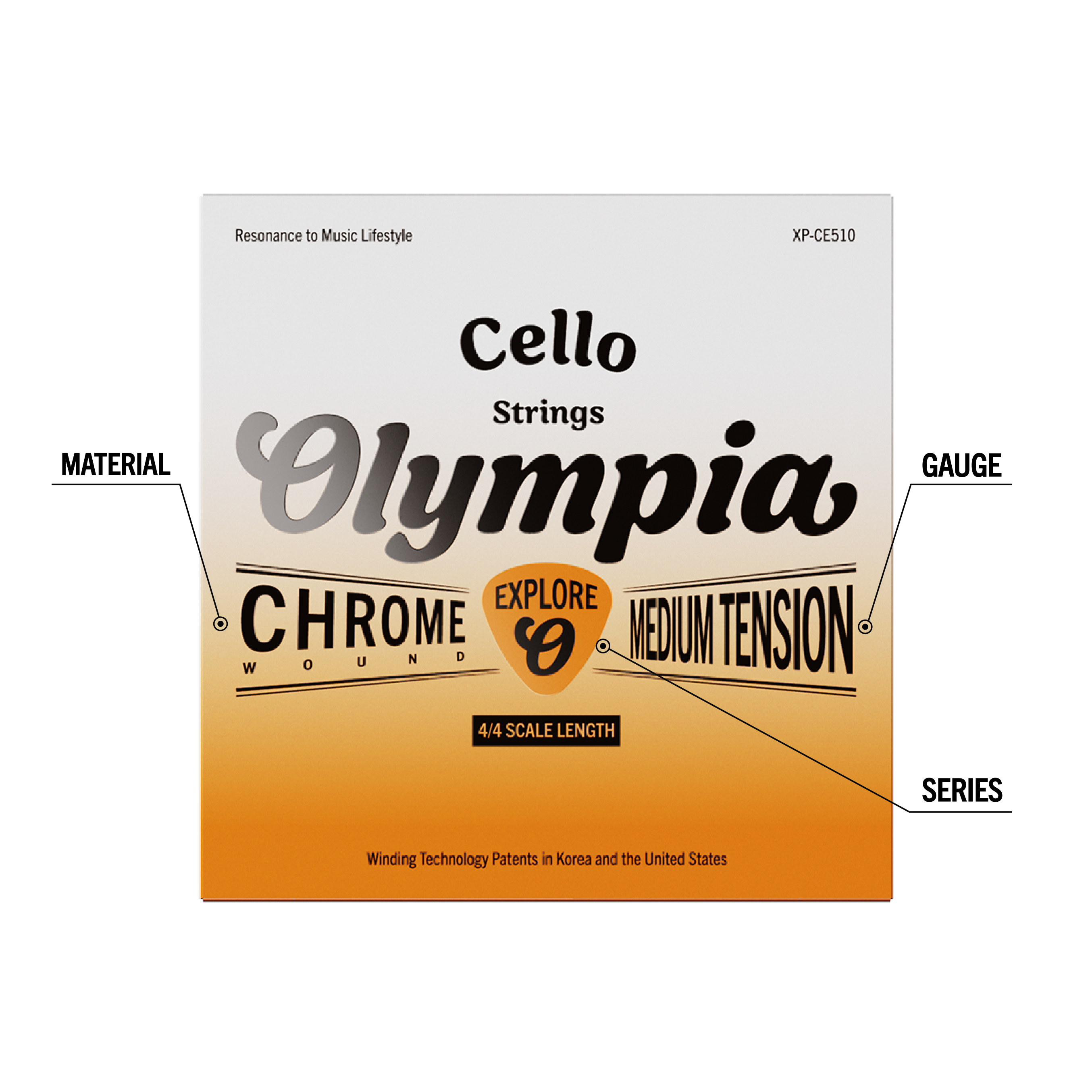 Set Cuerdas Cello 4/4 XP-CE510 Olympia-2