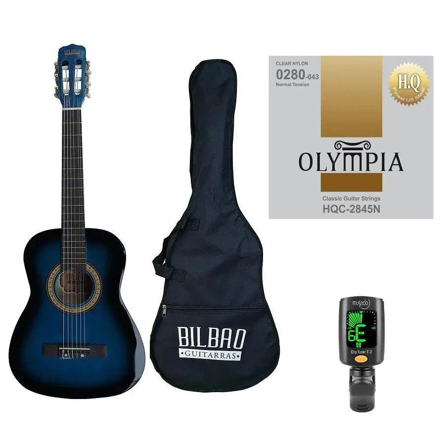 Full Pack Guitarra Acústica Bilbao para Niño Bil-12-BB + Cuerdas Olympia + Afinador Cromático Clip-0