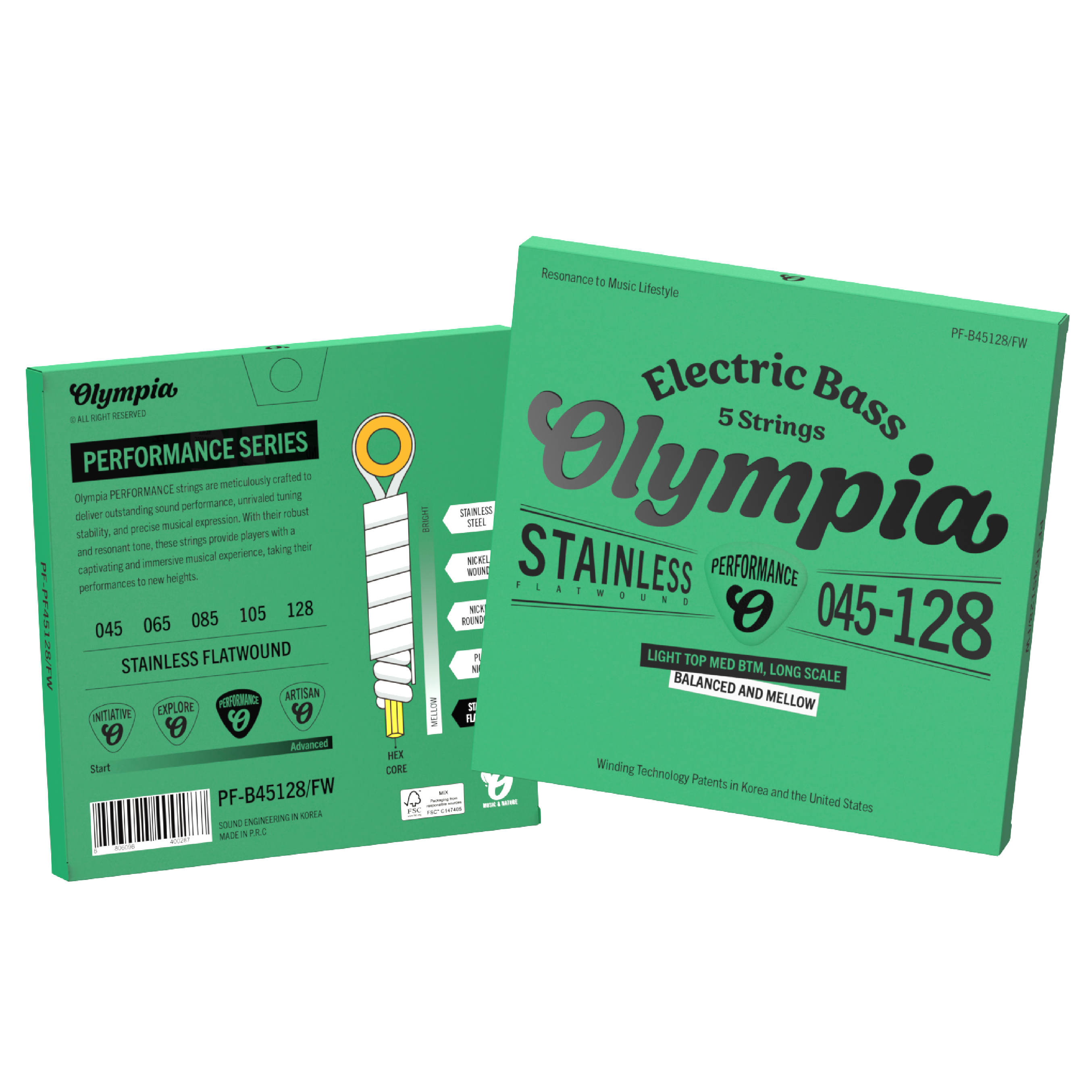 Set de 5 Cuerdas Bajo Eléctrico 45-128 PF-B45128/FW Olympia-2