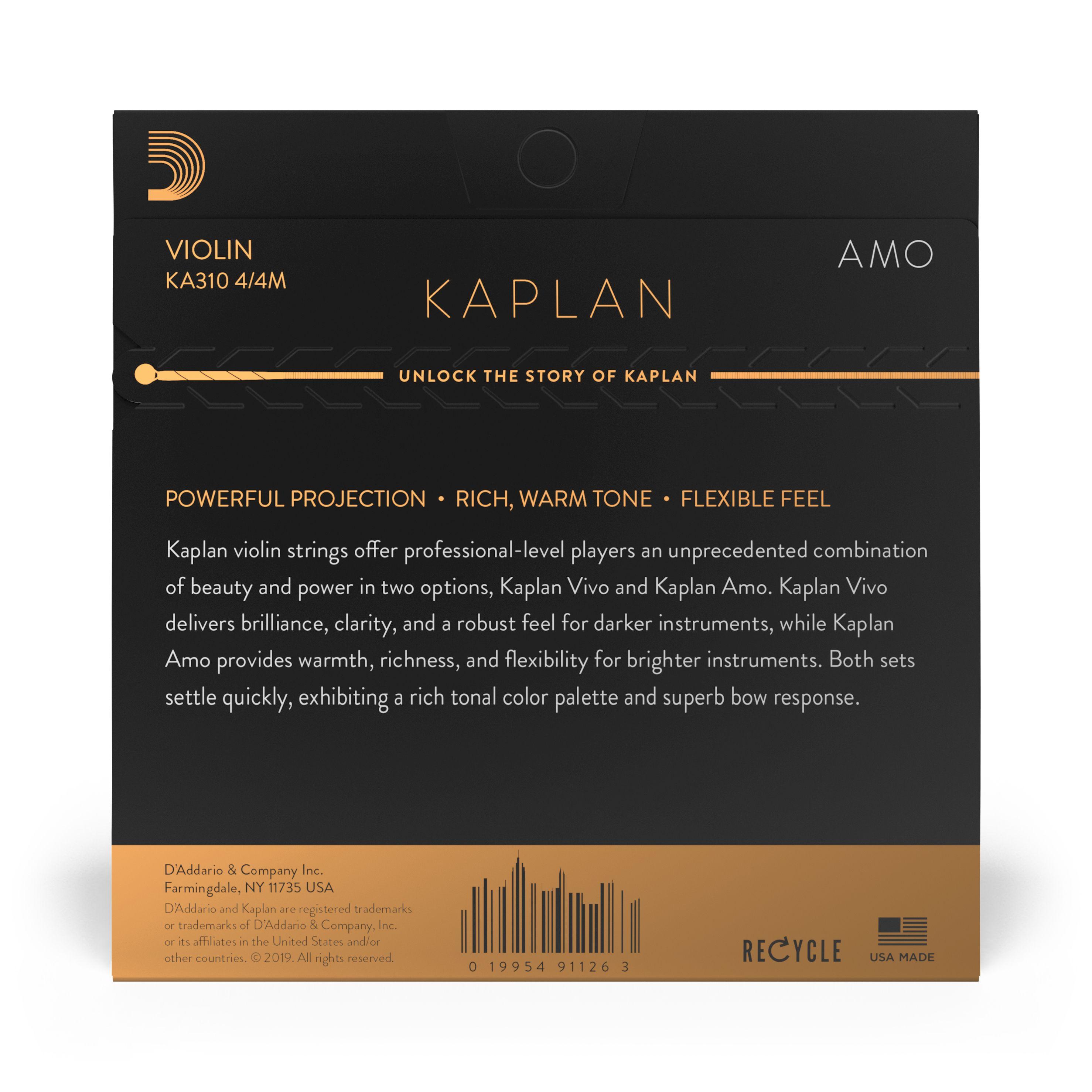 Set Cuerdas Violín Kaplan Tensión Media Ka310 4/4M Daddario-2