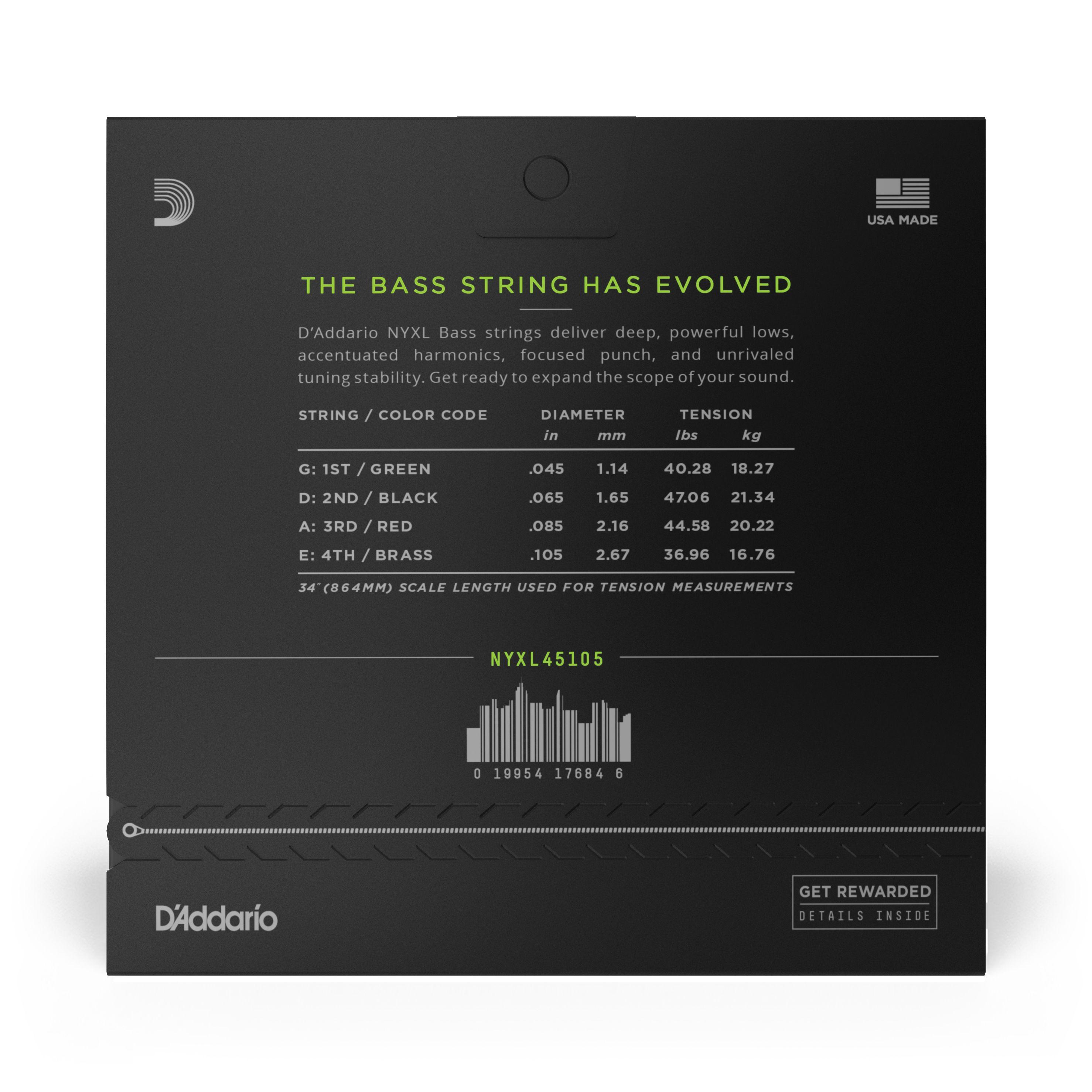 Cuerdas Bajo Long Scale 45-105 NYXL45105 Daddario-2
