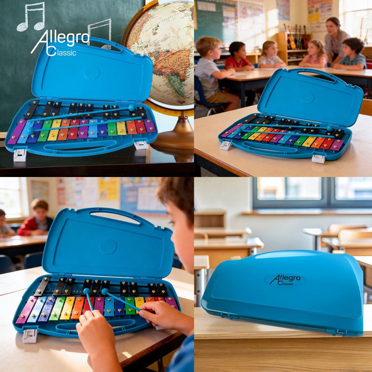 Metalófono Cromático De 25 Tonos Azul All25Bd +  Baqueta adicional-4
