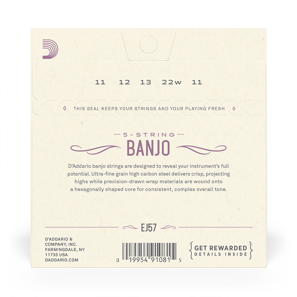 Set de cuerdas Banjo Nickel Custom EJ57 Med Daddario-2