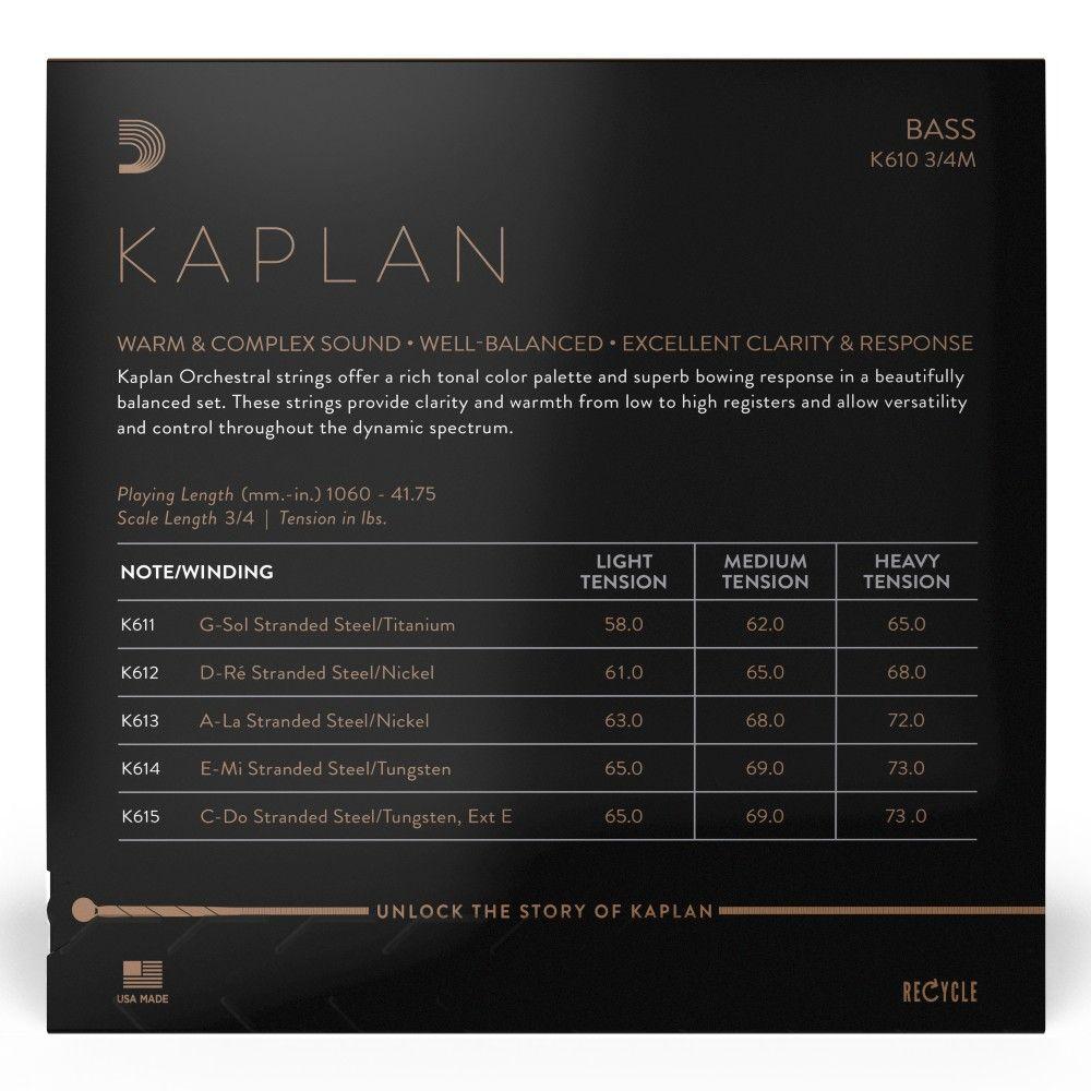 Set cuerdas contrabajo a escala K610 3/4M Kaplan Daddario-2