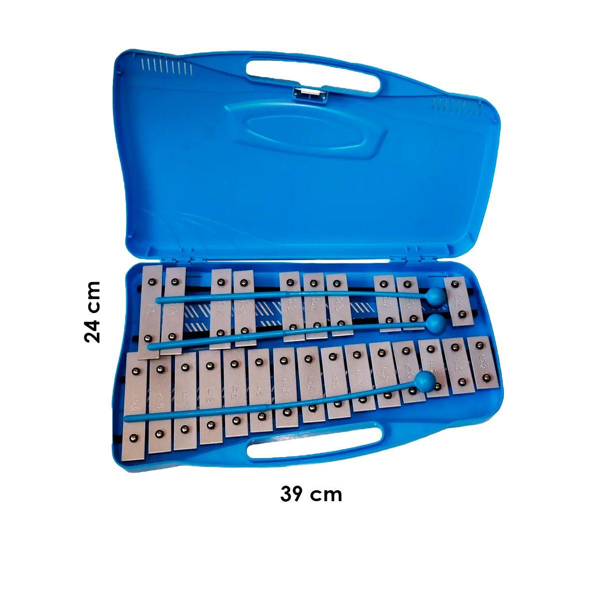 Metalófono Cromático 25 Tonos Azul All25W + Baqueta adicional-3
