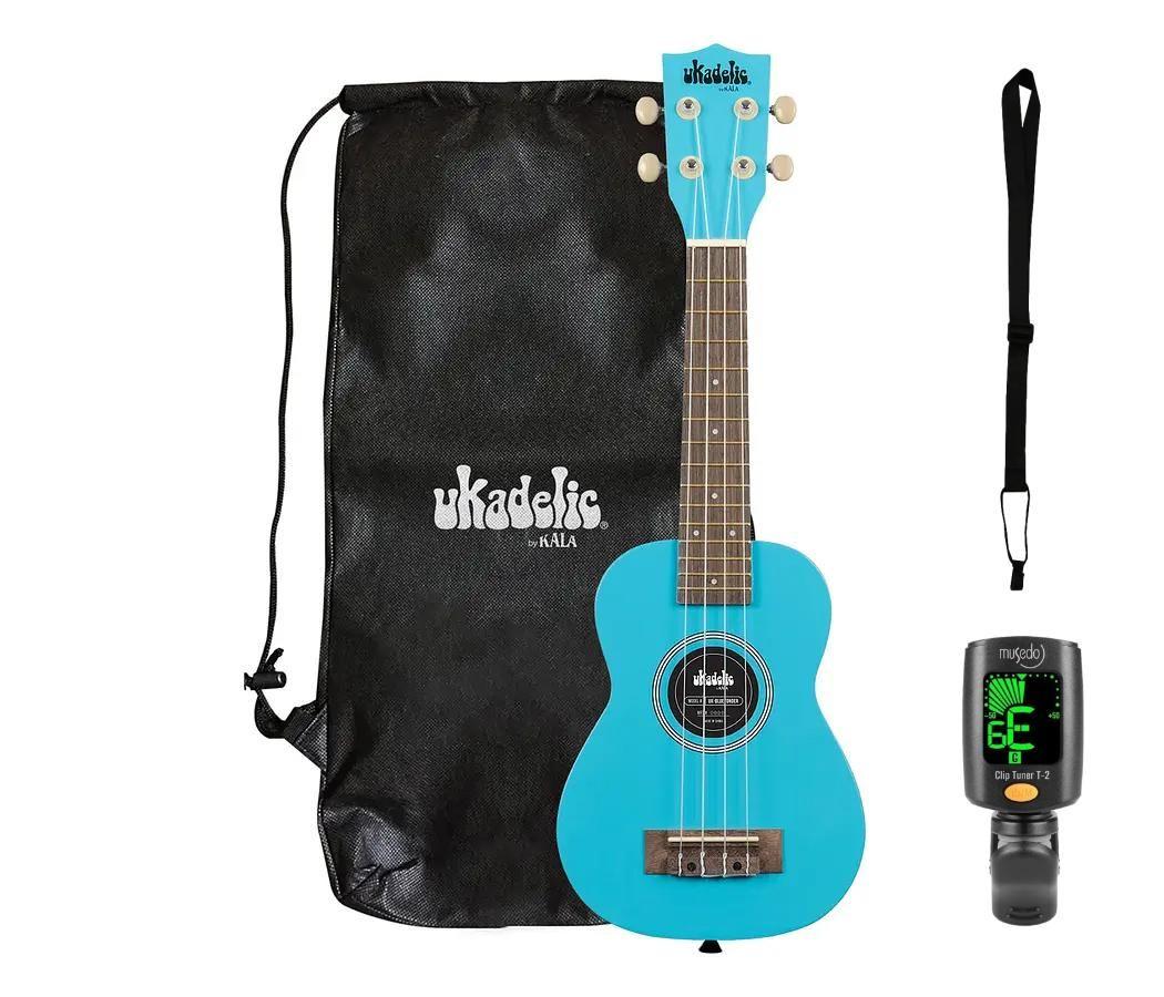 Full Pack Ukelele Ukadelic Kala Soprano Blue Yonder + Afinador Cromático Clip + Correa Allegro-0