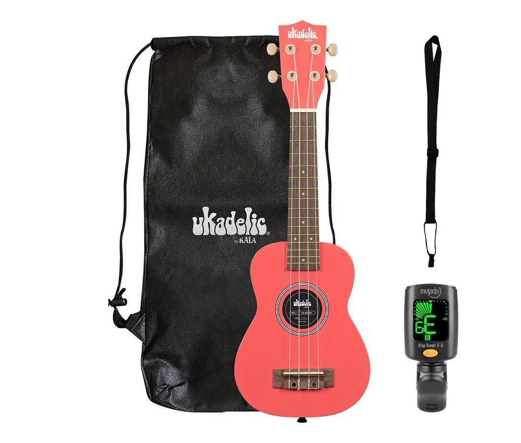 Full Pack Ukelele Soprano Kala Ukadelic Razzle Dazzle + Afinador Cromático Clip + Correa Allegro-0