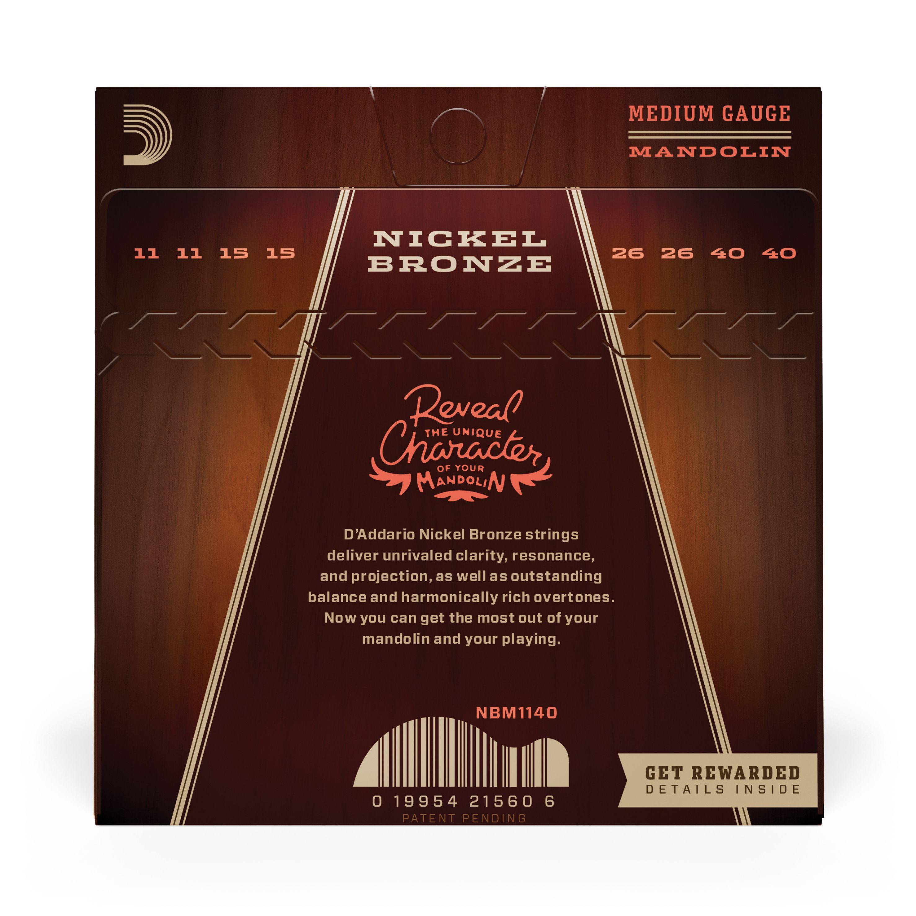 Set de cuerdas Mandolín Bronze Med NBM1140 Daddario-2