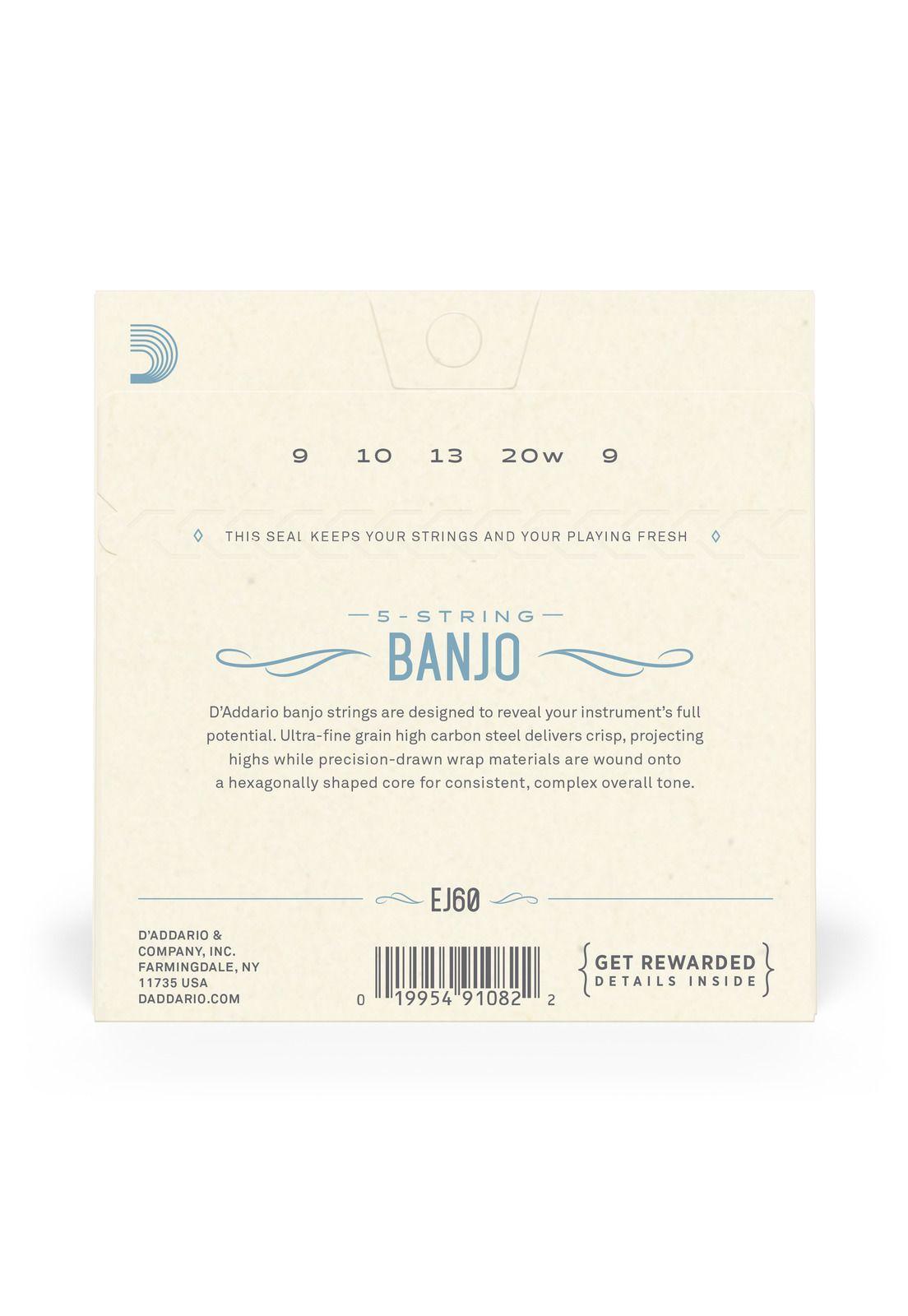 Set de cuerdas Banjo Nickel Wnd 9-20 EJ60 Lite Daddario-3