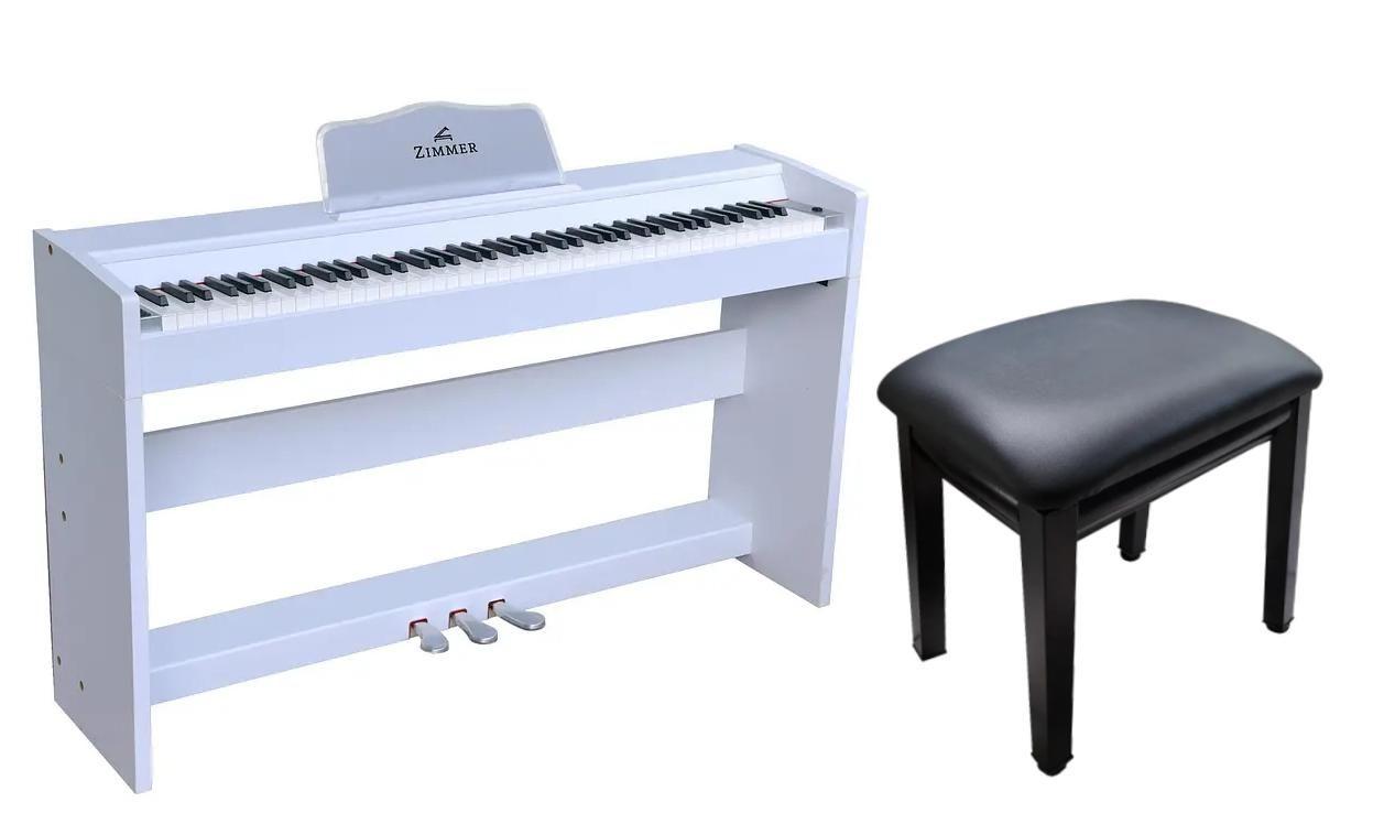 Pack Piano Digital Zimmer ZIM-2200-WHT + Silla de Piano Estándar AP-5126-1
