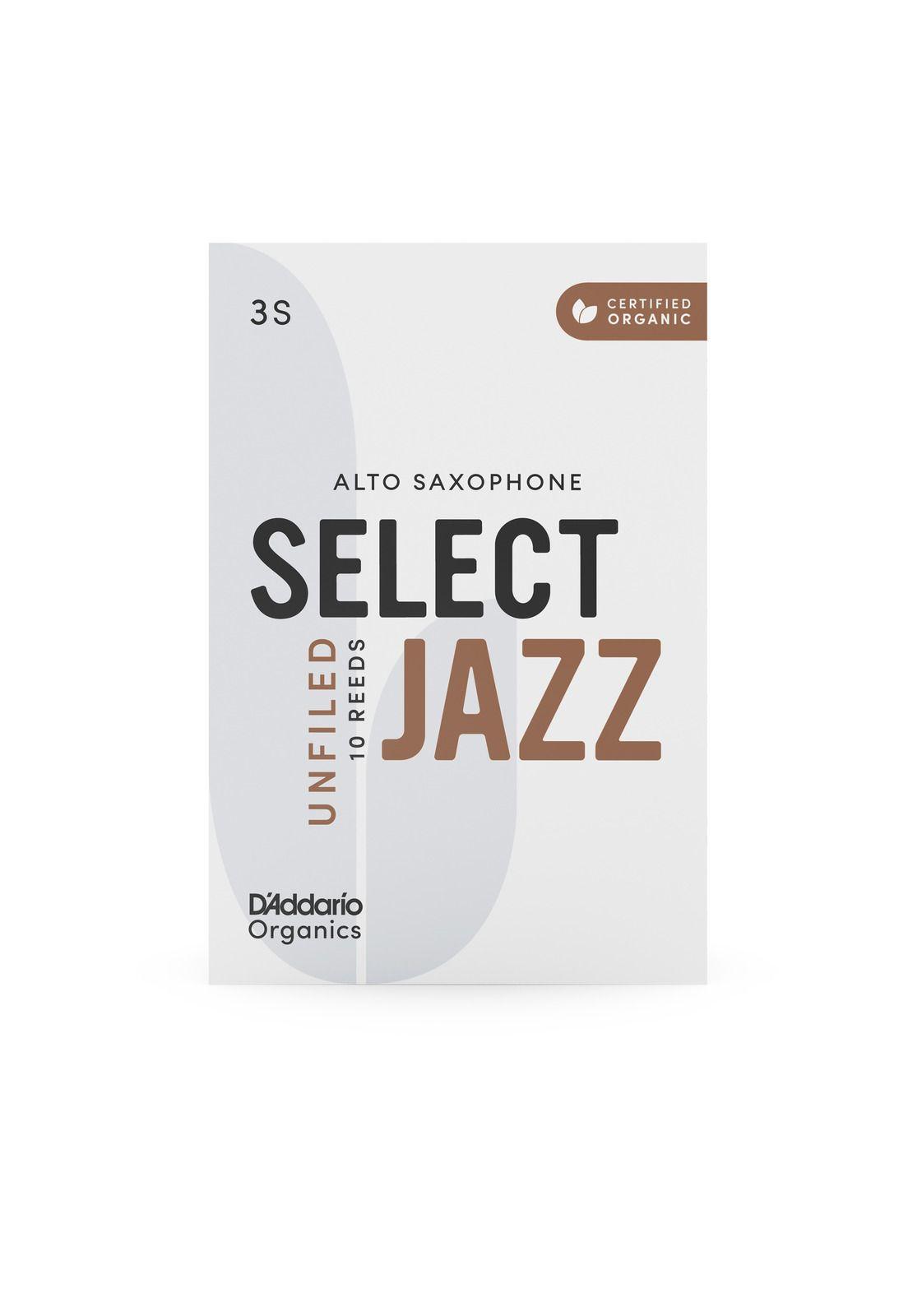 Cañas sin limar Saxofón Alto Fuerza 3 Blanda Organic Select Jazz Pack De 10 ORRS10ASX3S Daddario-2