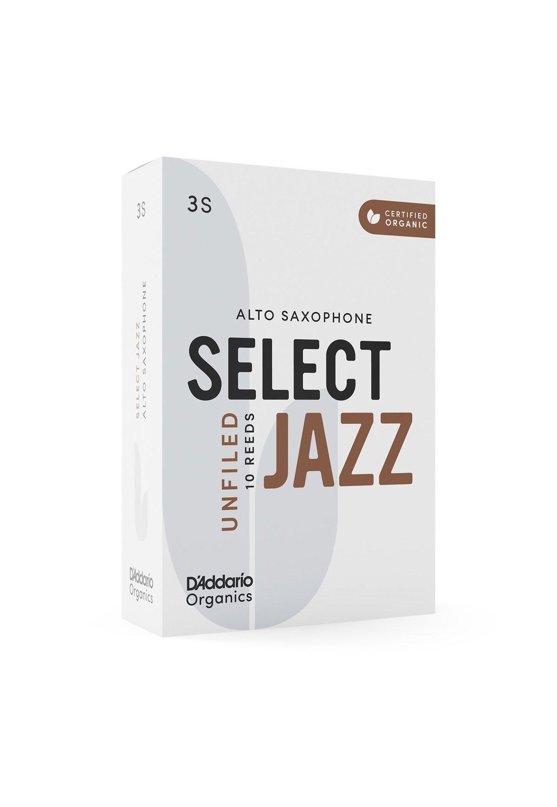 Cañas sin limar Saxofón Alto Fuerza 3 Blanda Organic Select Jazz Pack De 10 ORRS10ASX3S Daddario-4