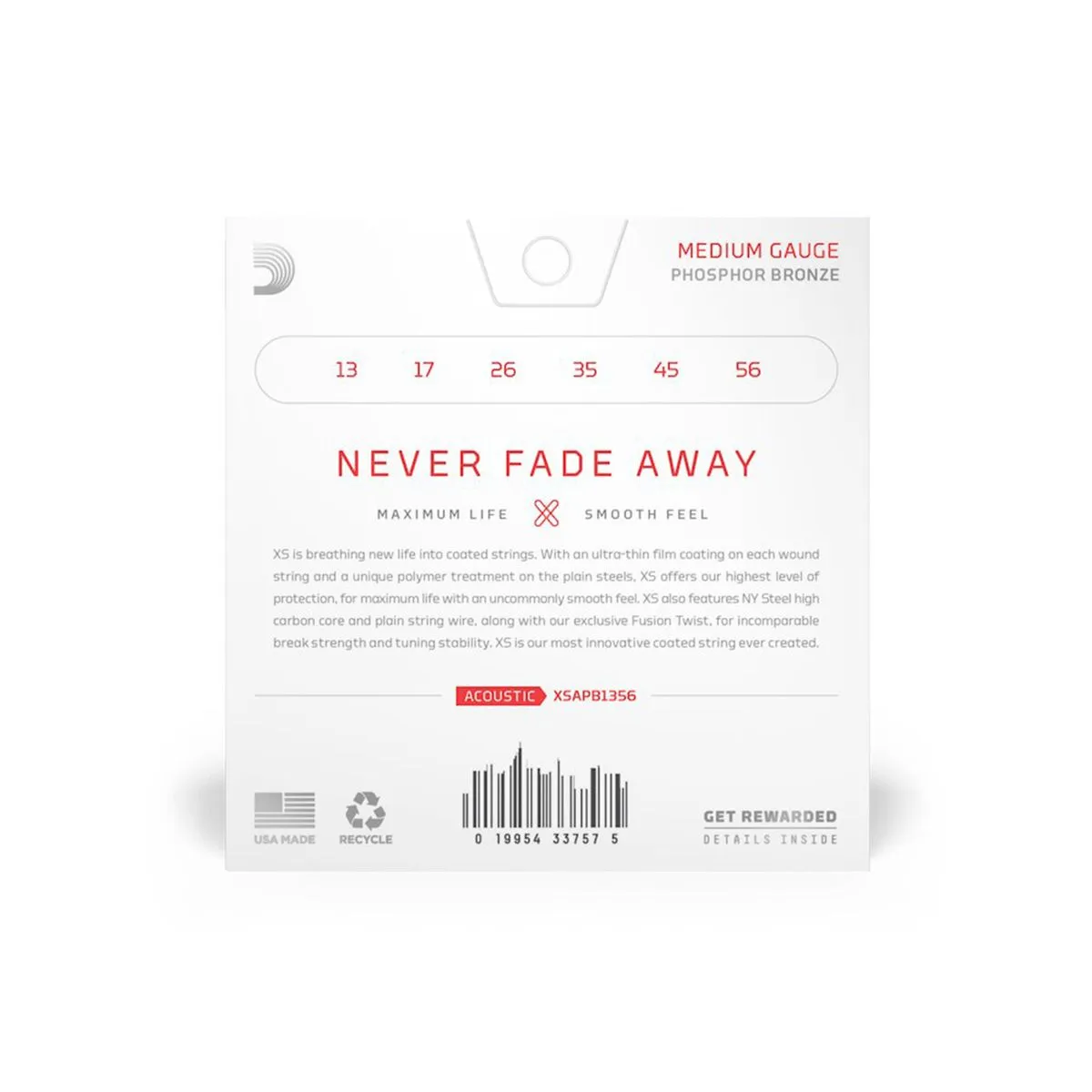 Set de cuerdas Guitarra Acústica Xs Pb Med XSAPB1356 Daddario-2