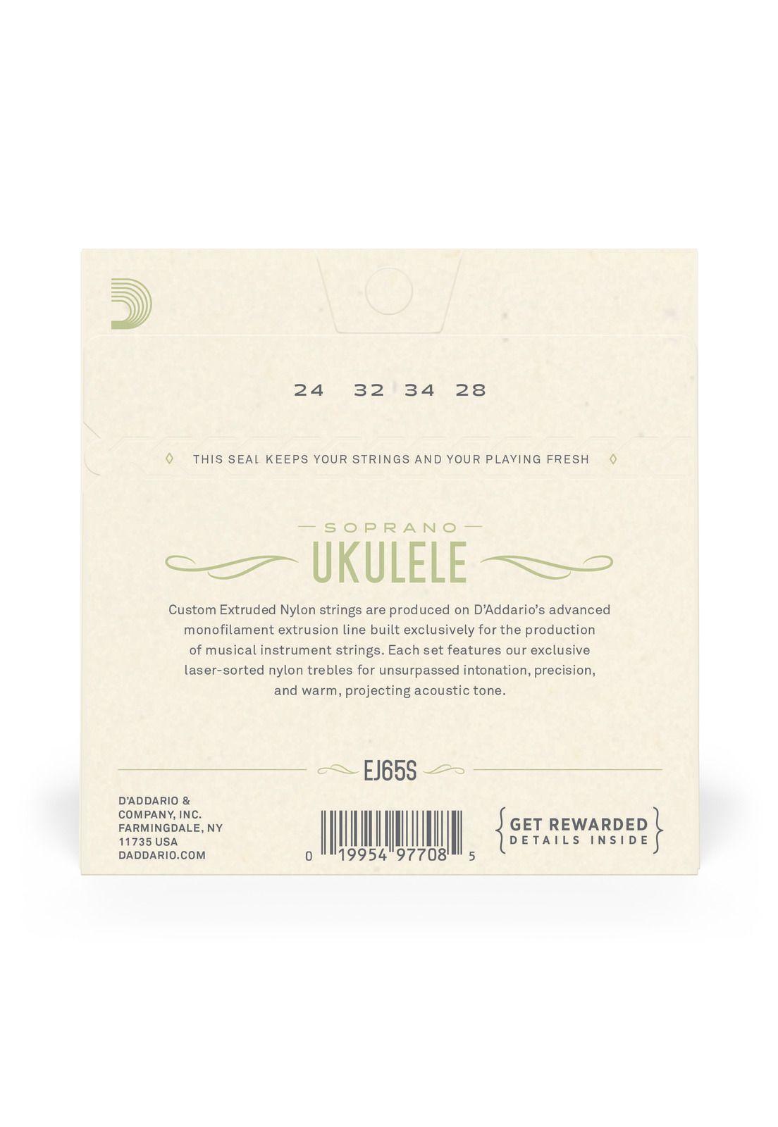 Set de cuerdas Ukelele Soprano Clear EJ65S Daddario-3