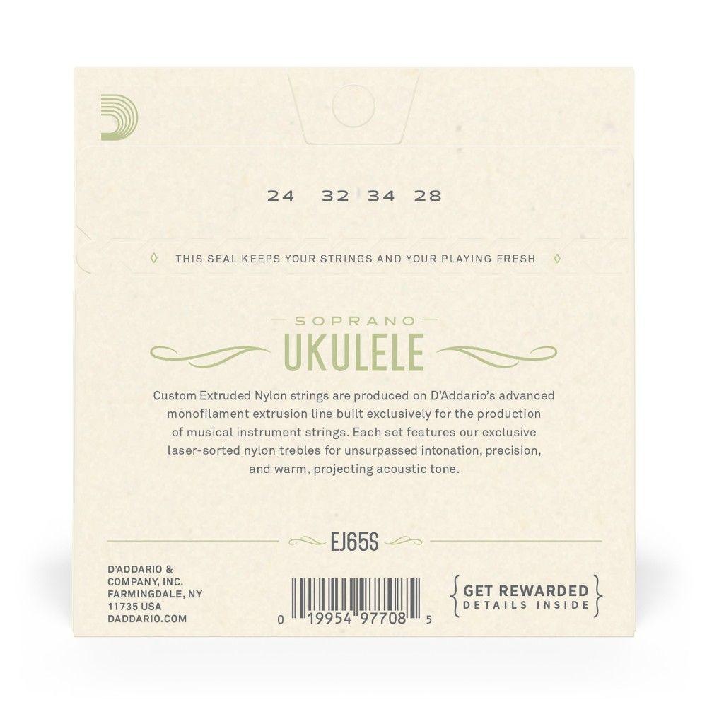 Set de cuerdas Ukelele Soprano Clear EJ65S Daddario-2