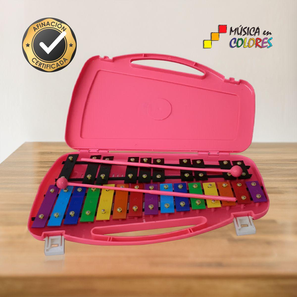 Metalófono Cromático De 25 Tonos Rosado All25Pd + Baqueta adicional-2