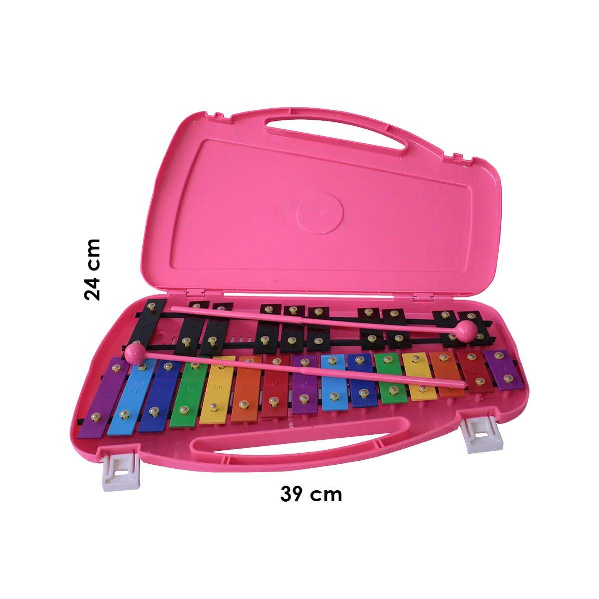 Metalófono Cromático De 25 Tonos Rosado All25Pd + Baqueta adicional-3