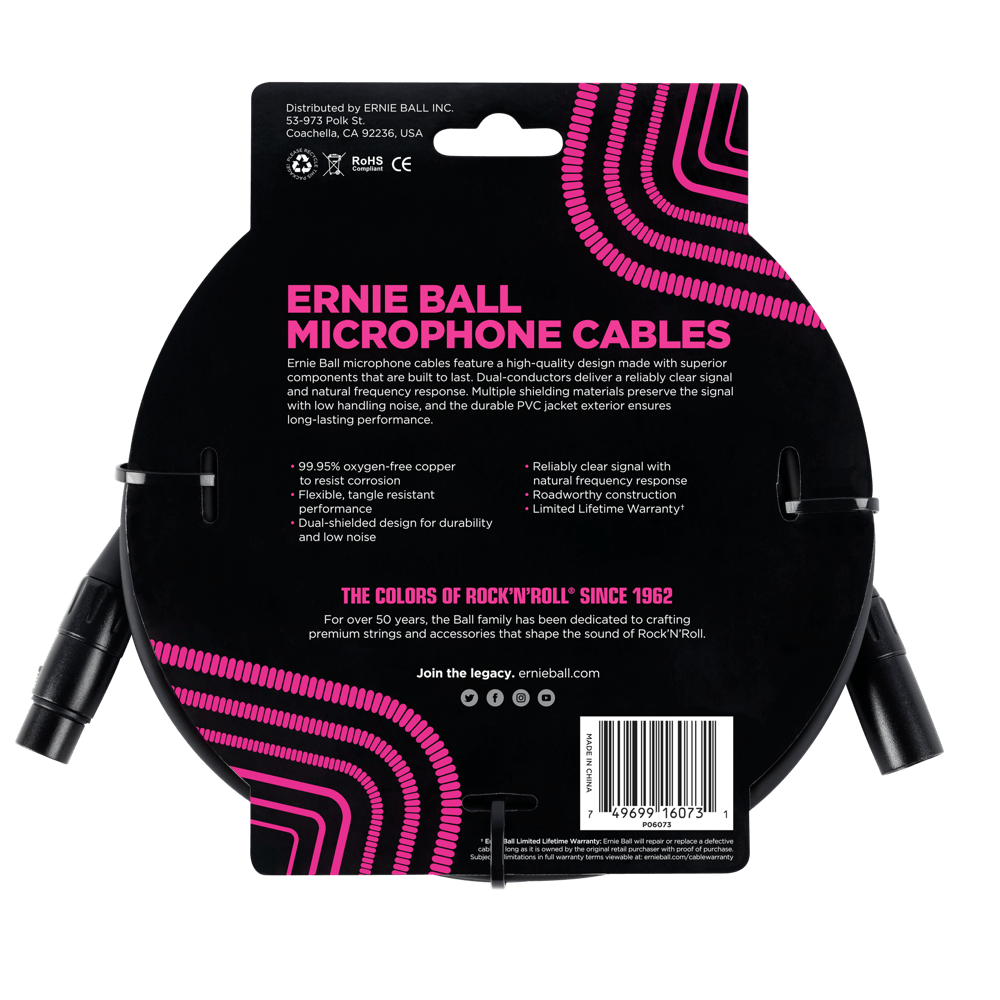 Cable de Micrófono XLR Clásico 7.62m Ernie Ball 6073-1