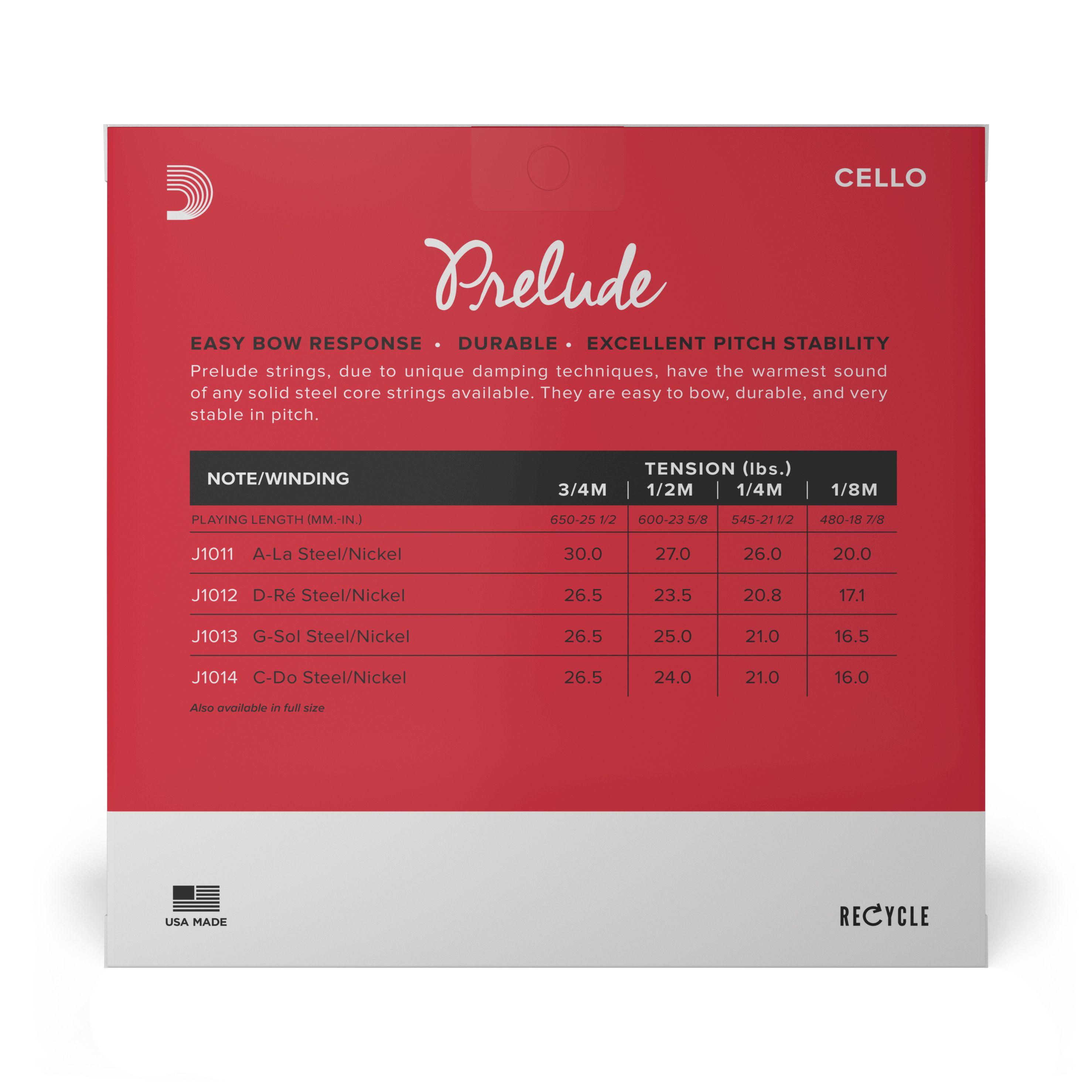 Set cuerdas Cello Prelude 1/4 Med J1010 1/4M Daddario-2