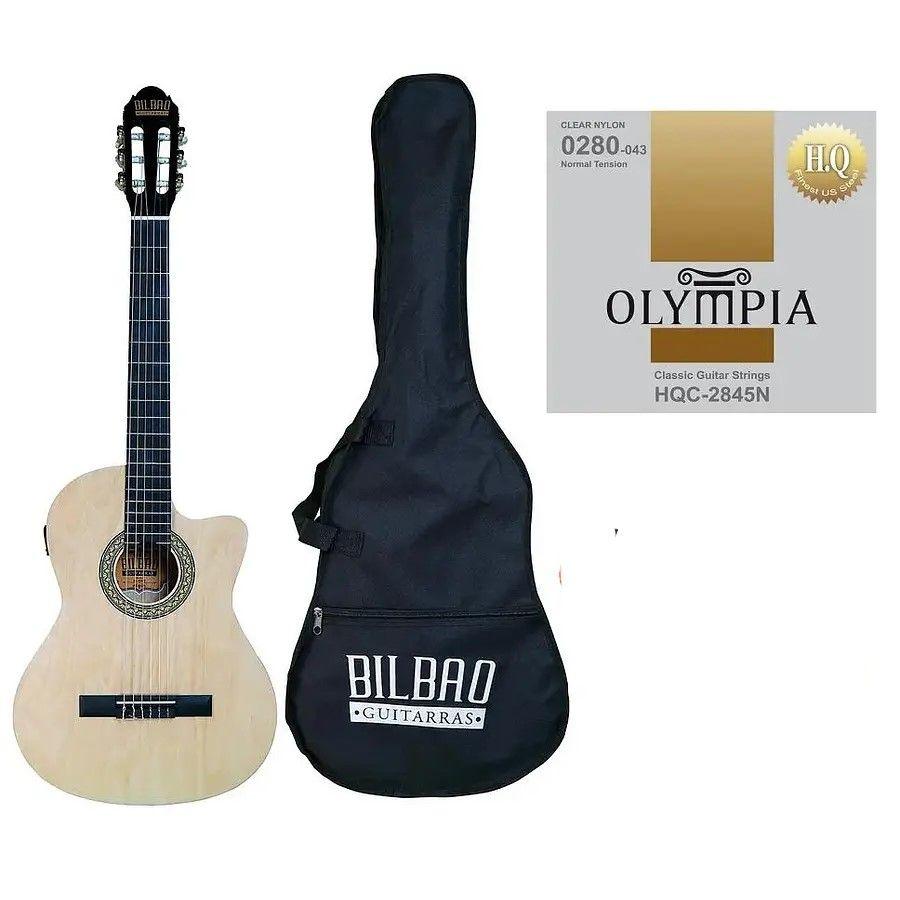 Pack Guitarra Acústica Bilbao Bil-600ce-nt + Set de cuerdas Guitarra Clásica Olympia HCQ-2845H-0