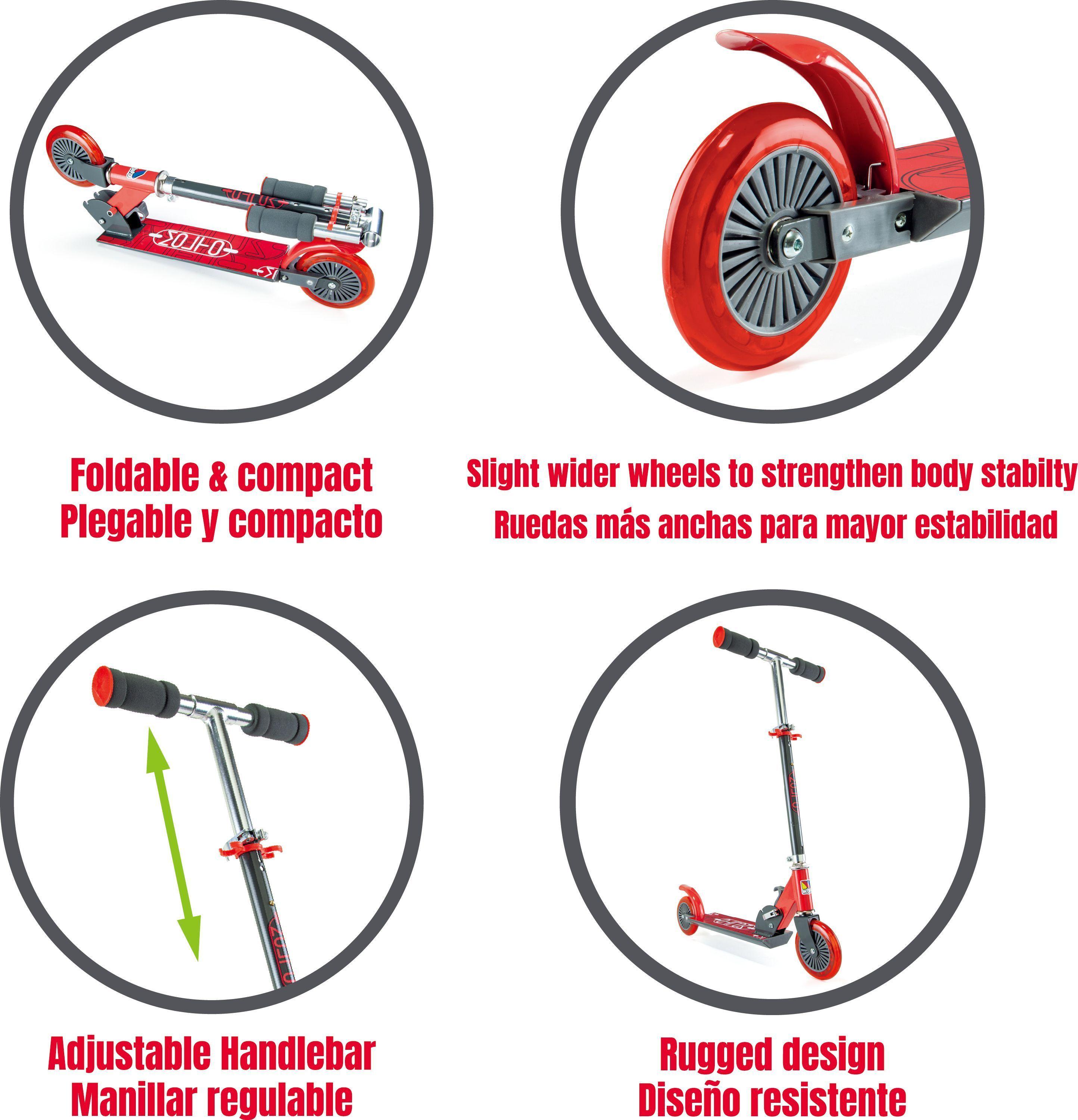 Monopatin Niño Plegable City Scooter Rojo MOLTO-3