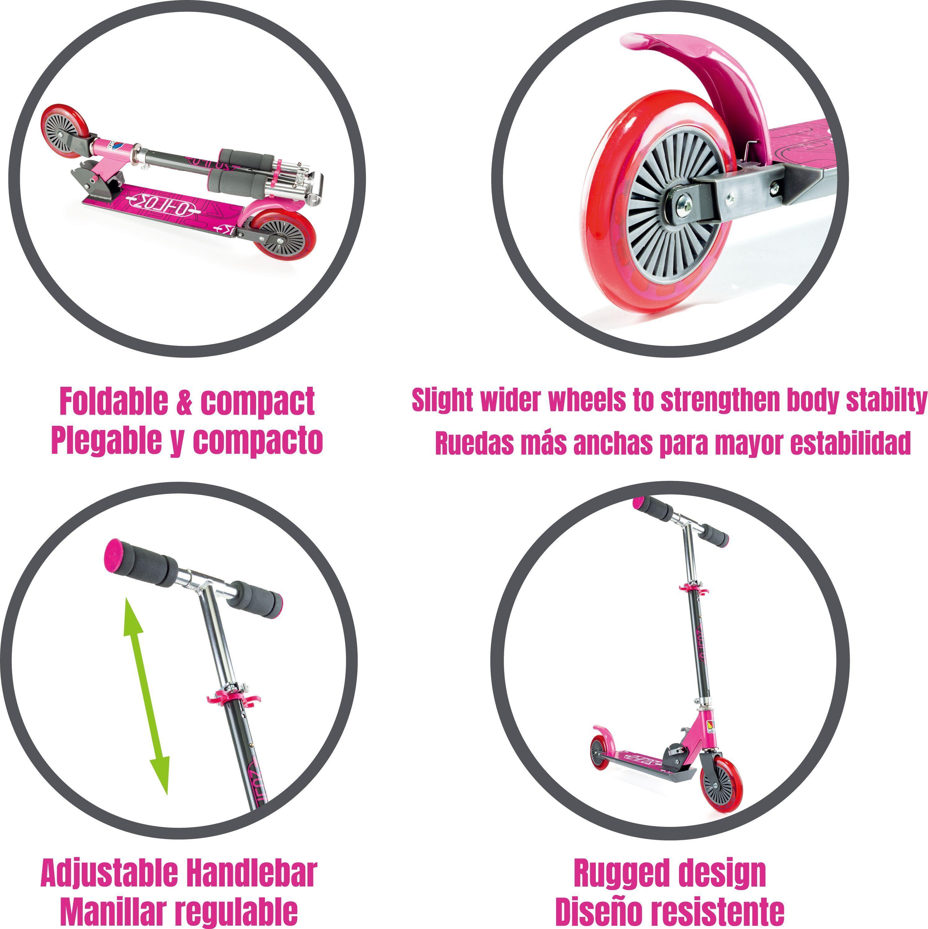 Monopatin Niño Plegable City Scooter Rosado MOLTO-5