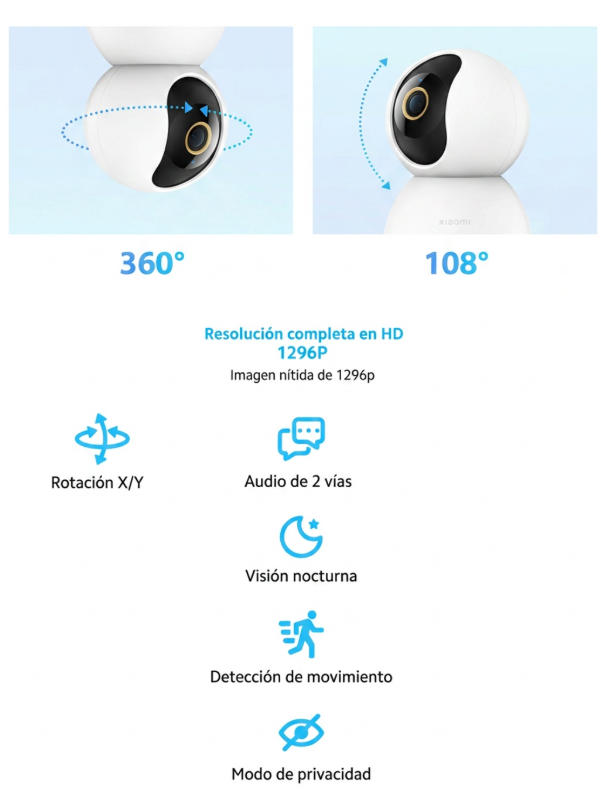 Camara de Seguridad Interior Xiaomi Smart Camera C300 2K Wi Fi-2