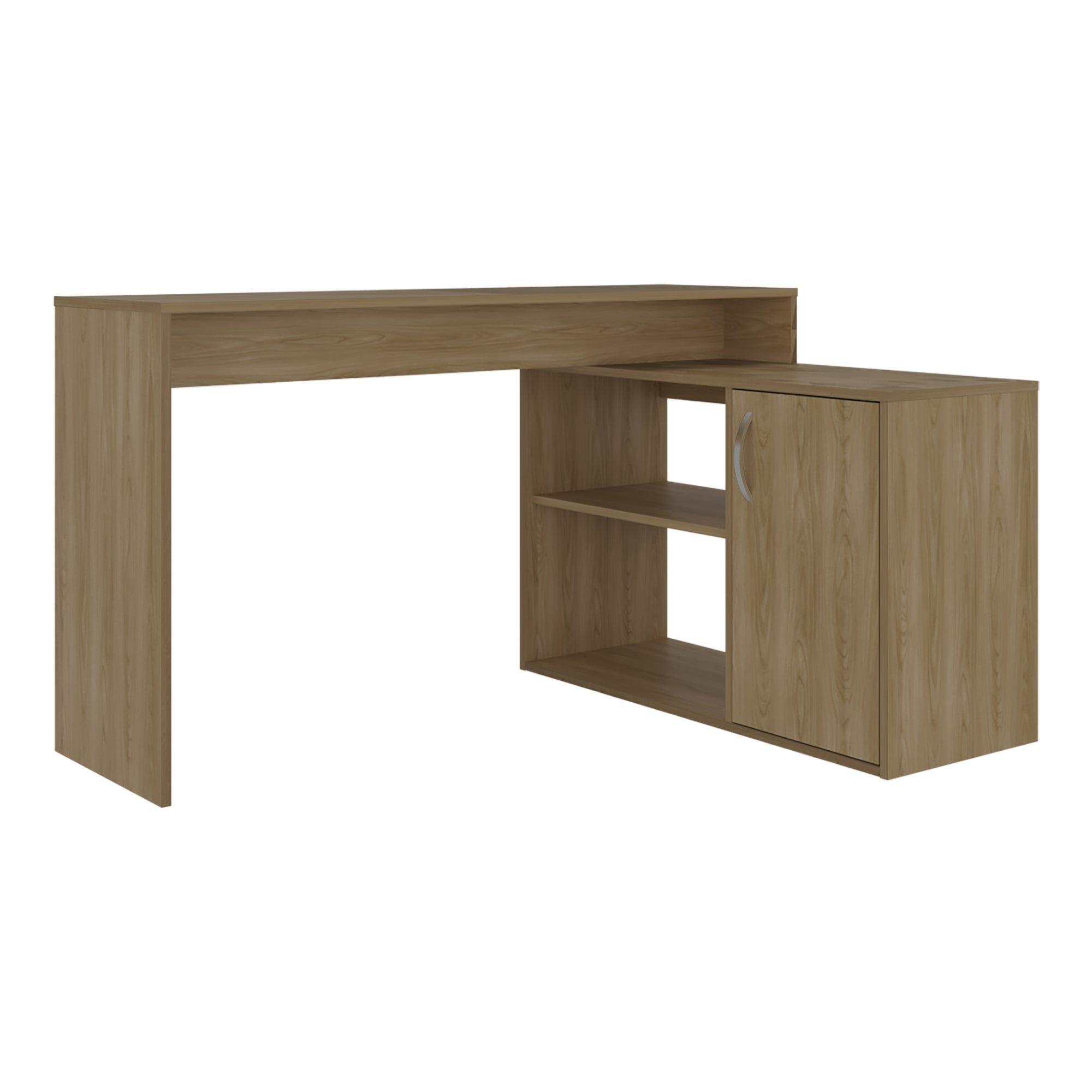 Escritorio En L 71X125X90 Cm 1 Puerta Café Claro-0