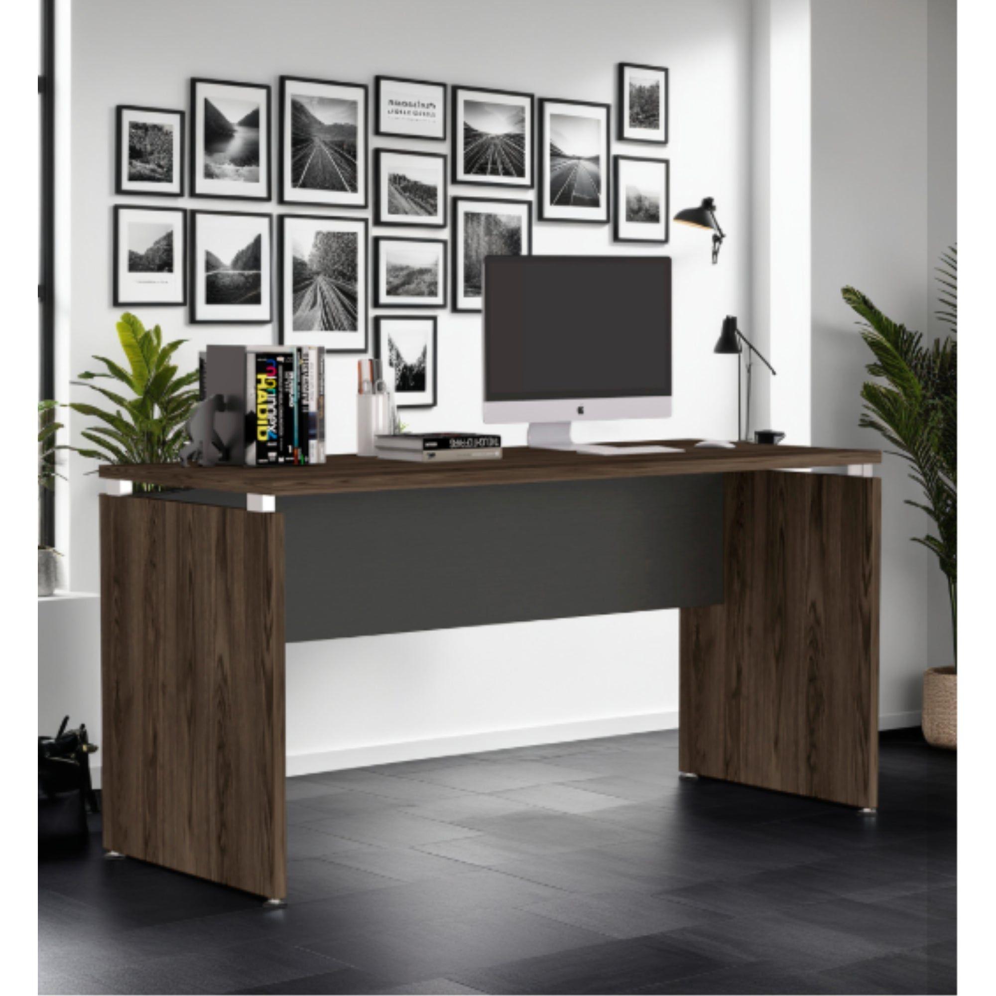 ESCRITORIO 75X150X60 CM FM-009N NEGRO Y CAFÉ OSCURO-4