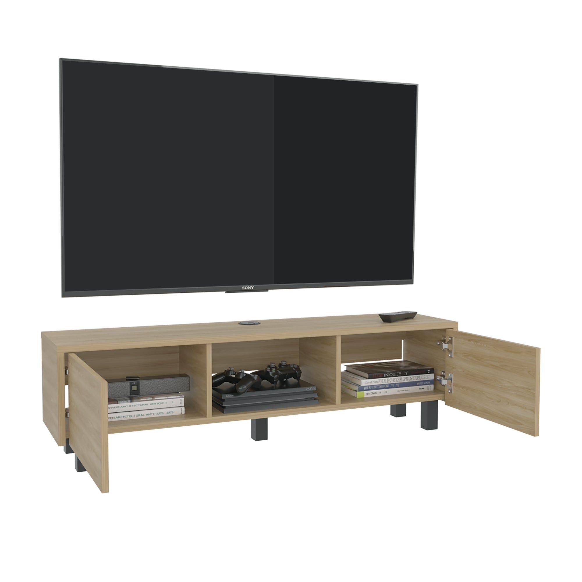 Rack Tv Con Capacidad Hasta 65" Piso o Flotante 26,8X125,1X29,7 Cm Café Claro-0