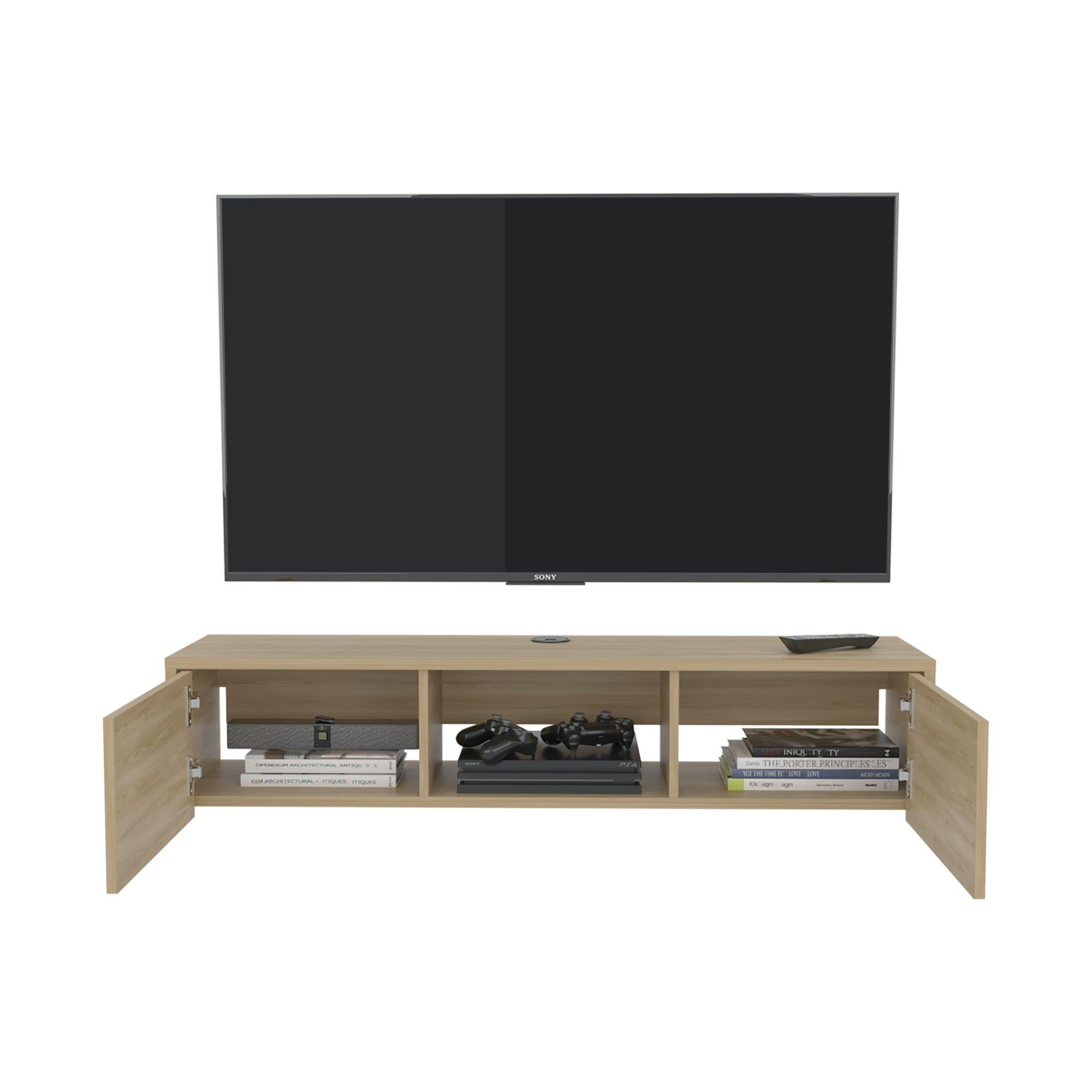 Rack Tv Con Capacidad Hasta 65" Piso o Flotante 26,8X125,1X29,7 Cm Café Claro-1