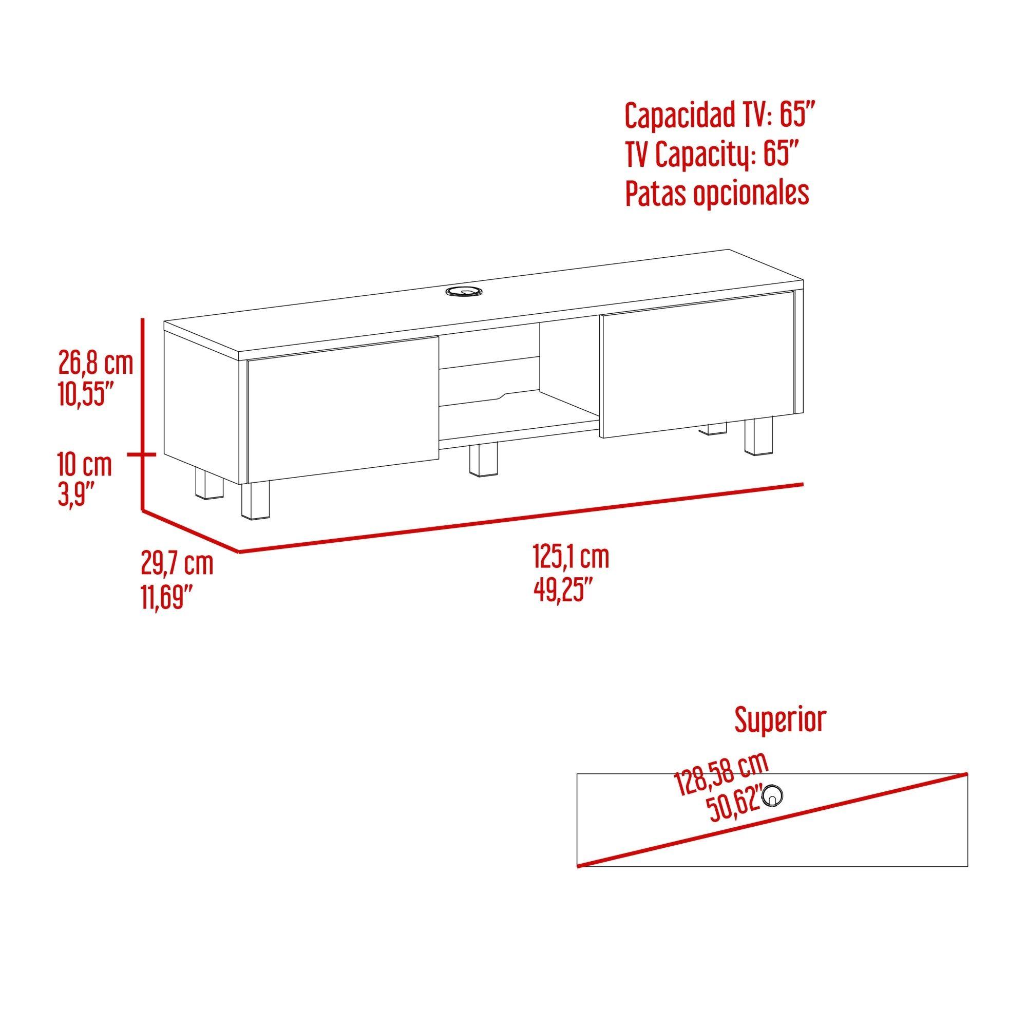 Rack Tv Con Capacidad Hasta 65" Piso o Flotante 26,8X125,1X29,7 Cm Café Claro-4