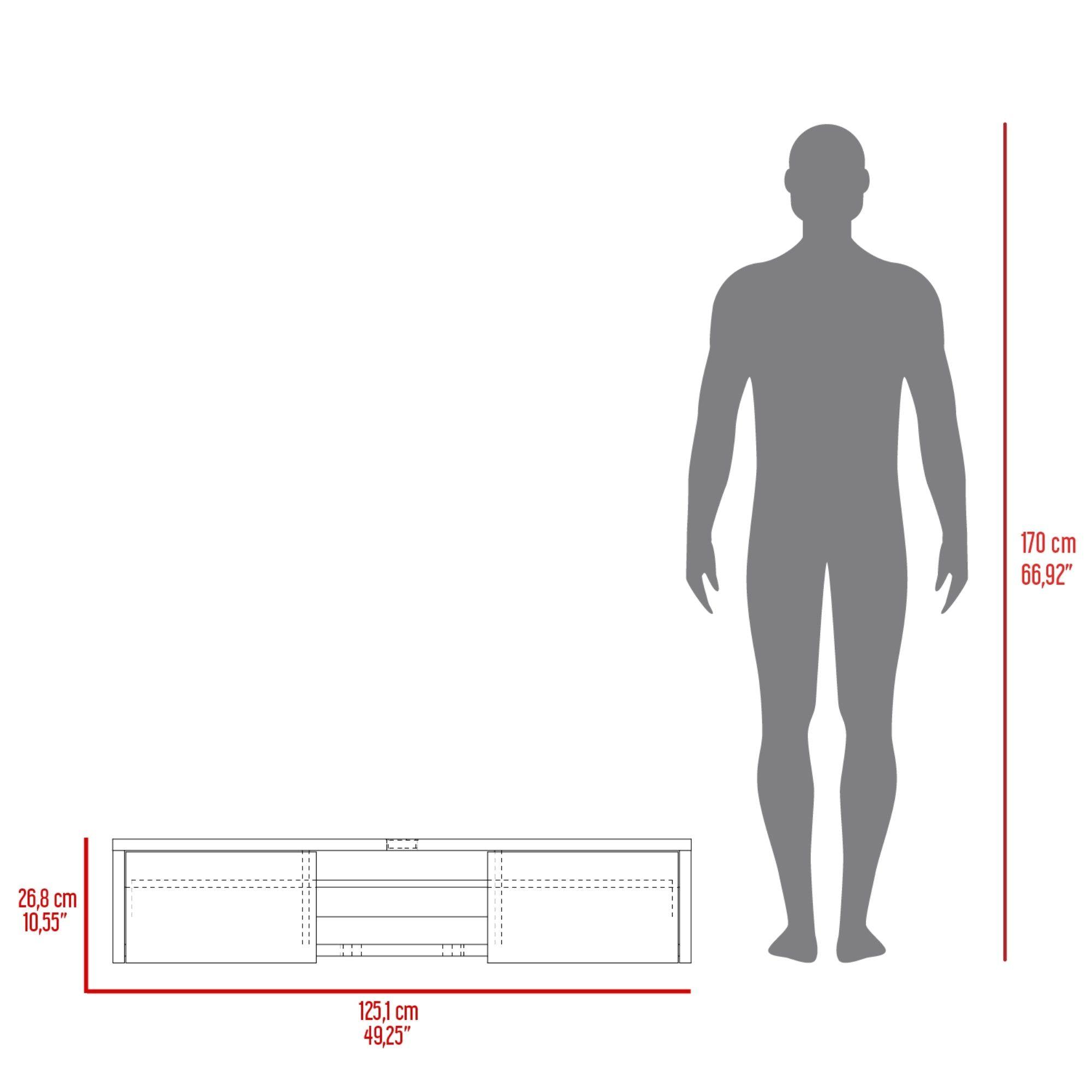 Rack Tv Con Capacidad Hasta 65" Piso o Flotante 26,8X125,1X29,7 Cm Café Claro-6