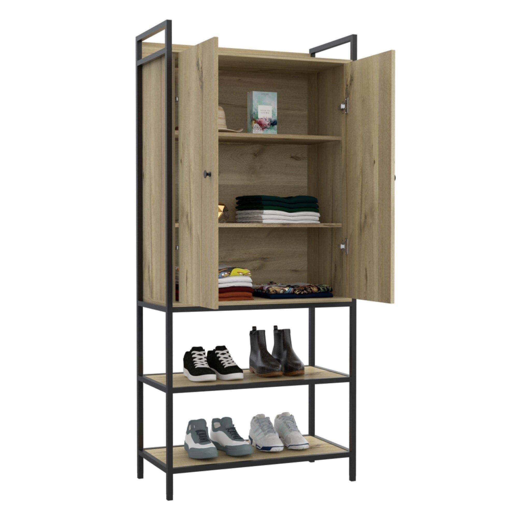 CLOSET 2 PUERTAS 5 REPISAS FM-029C CAFÉ CLARO-3