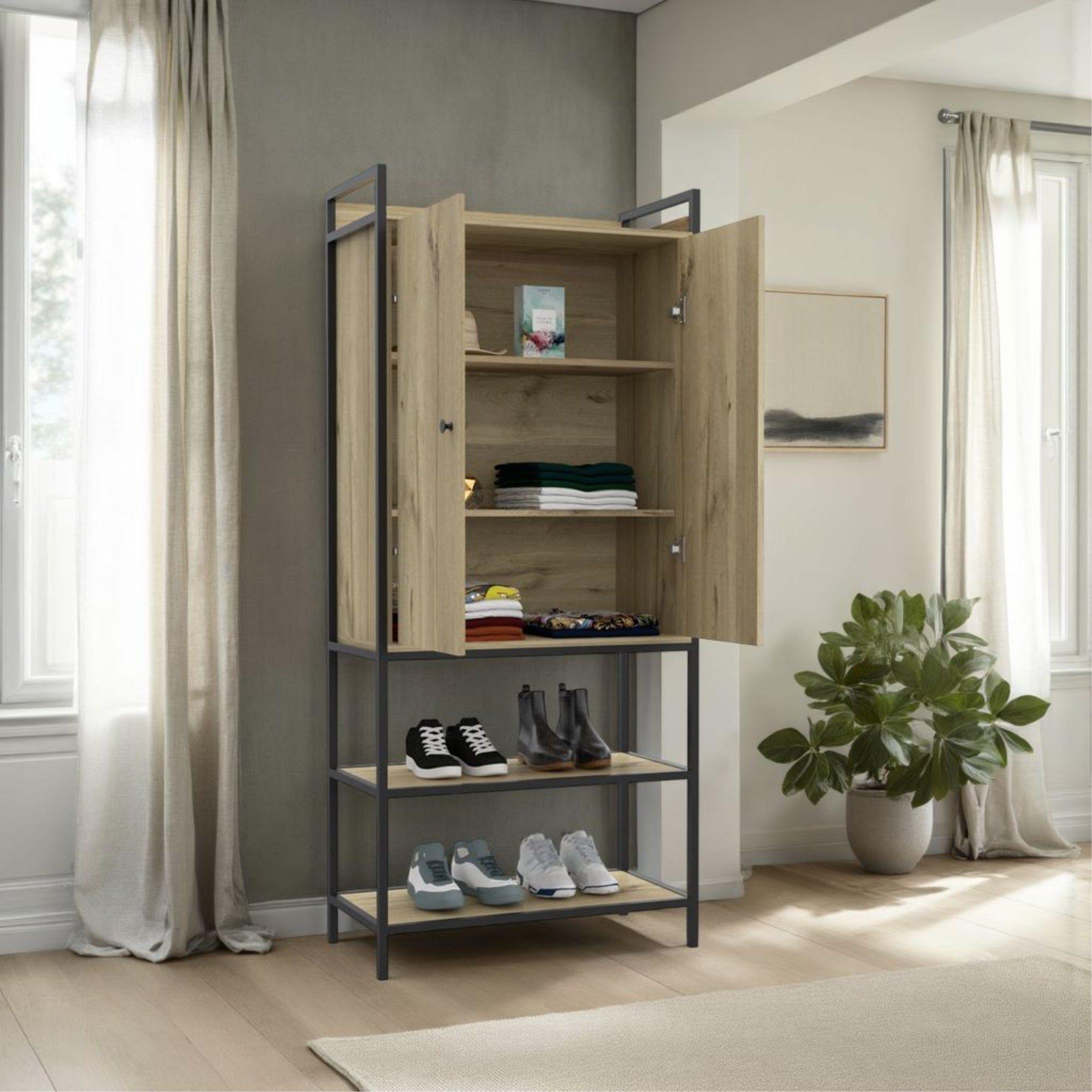 CLOSET 2 PUERTAS 5 REPISAS FM-029C CAFÉ CLARO-4