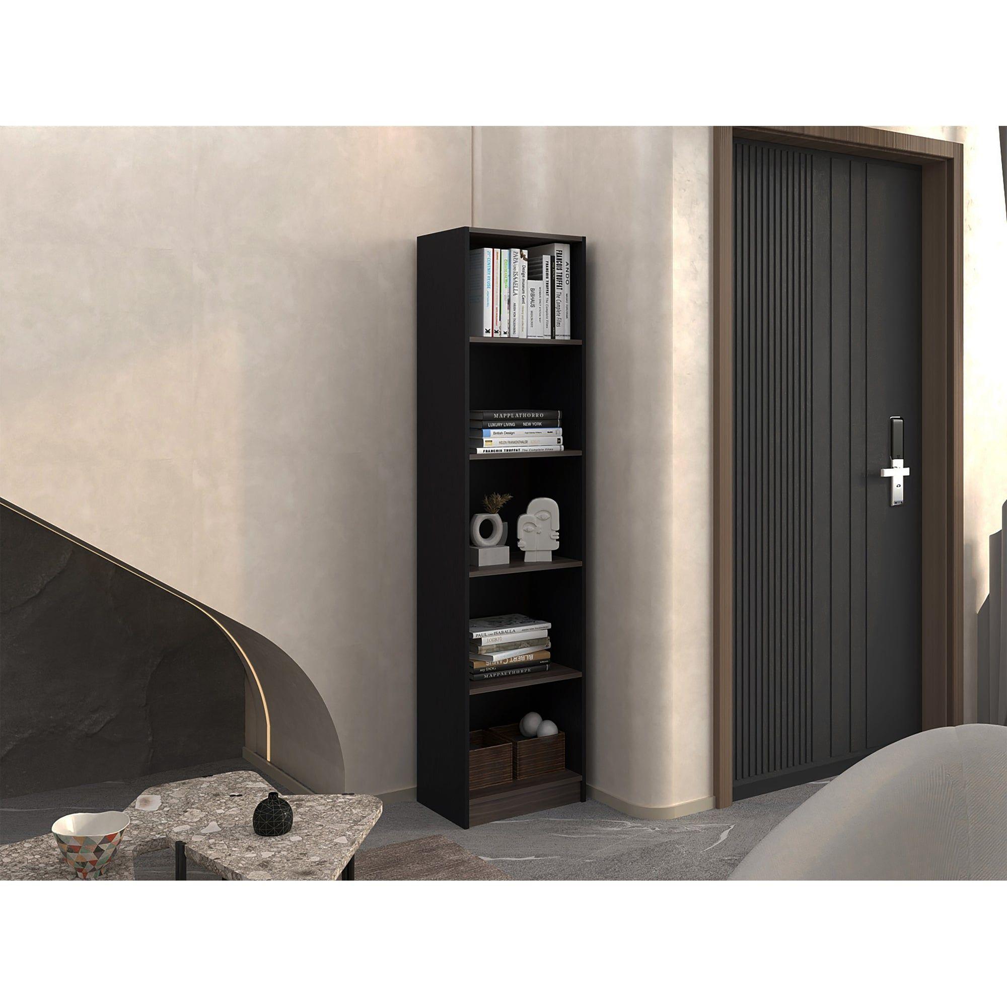 Estante Organizador 5 Niveles Negro Y Cafe 180,6X45X29,9 Cm-5