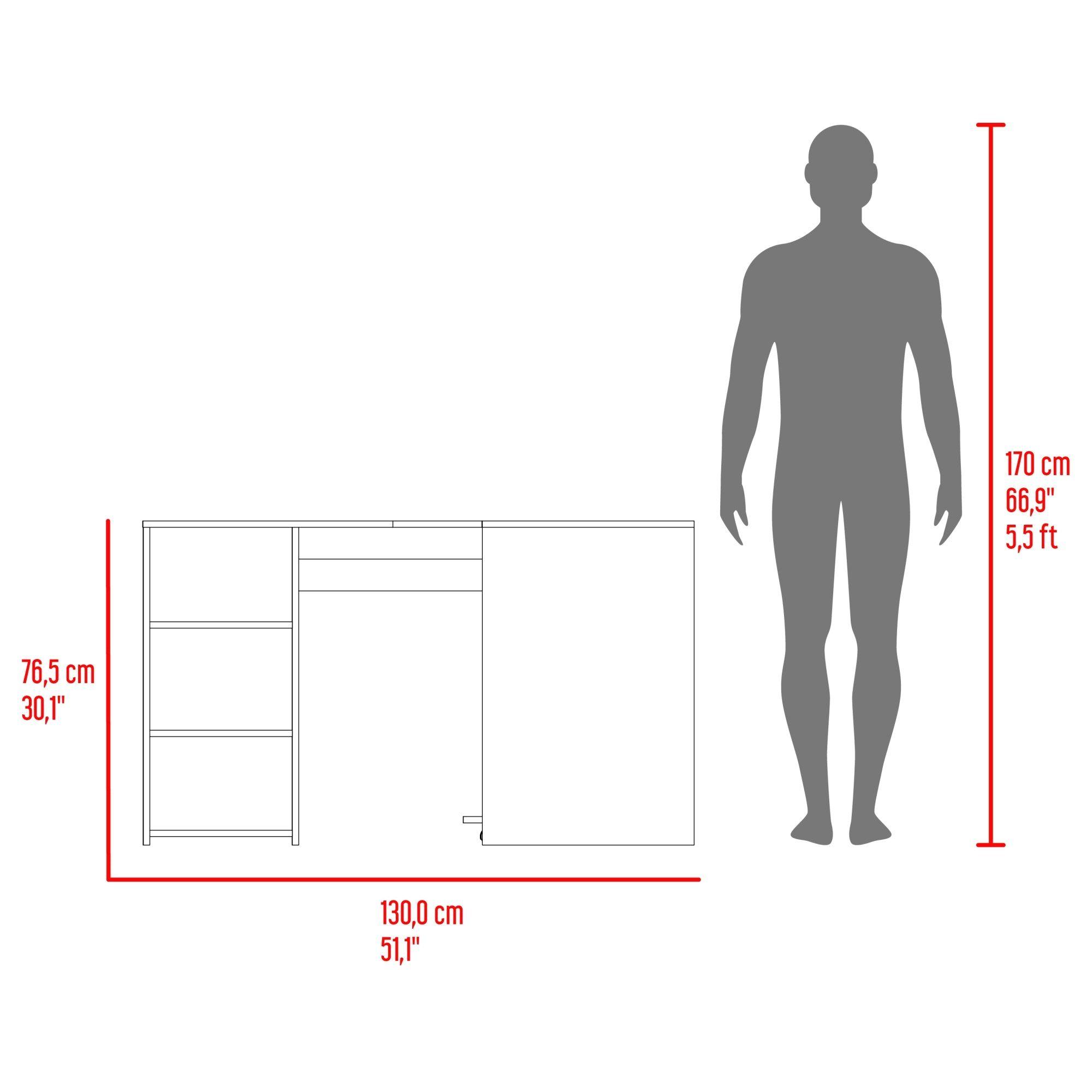 Escritorio En L Con Base Para Cpu Café Claro Y Azul 76,5X130X130 Cm-4