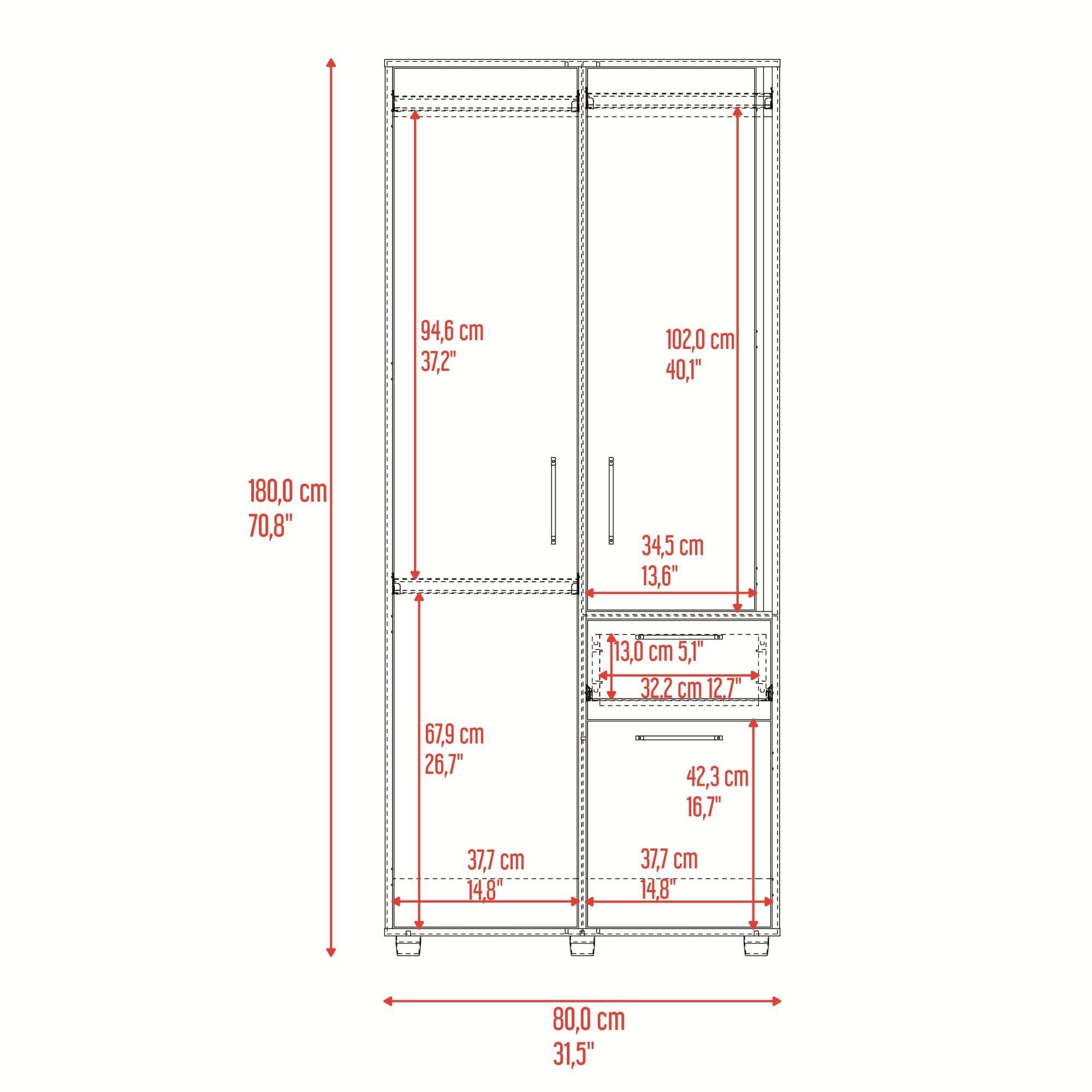 Closet 3 Puertas Y1 Cajon 180X80X52 Cm Café Claro-4