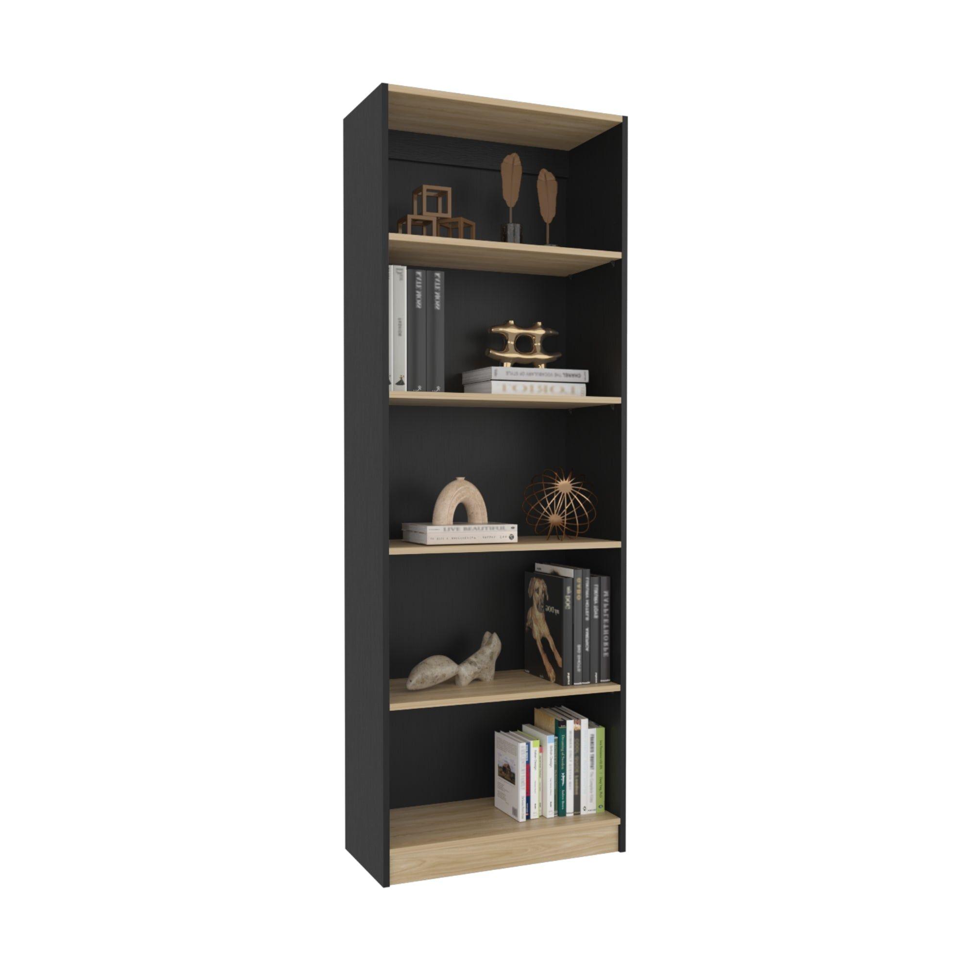 Estante Organizador De Libros 180,6X62,8X29,9 Cm Negro Y Café Claro-2