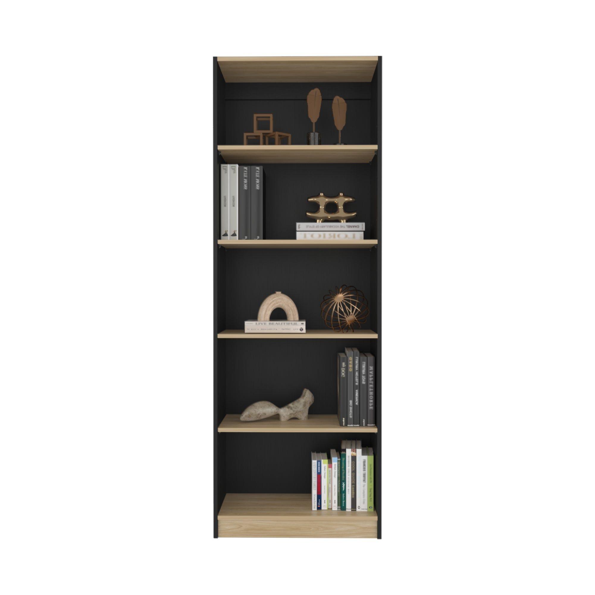 Estante Organizador De Libros 180,6X62,8X29,9 Cm Negro Y Café Claro-3