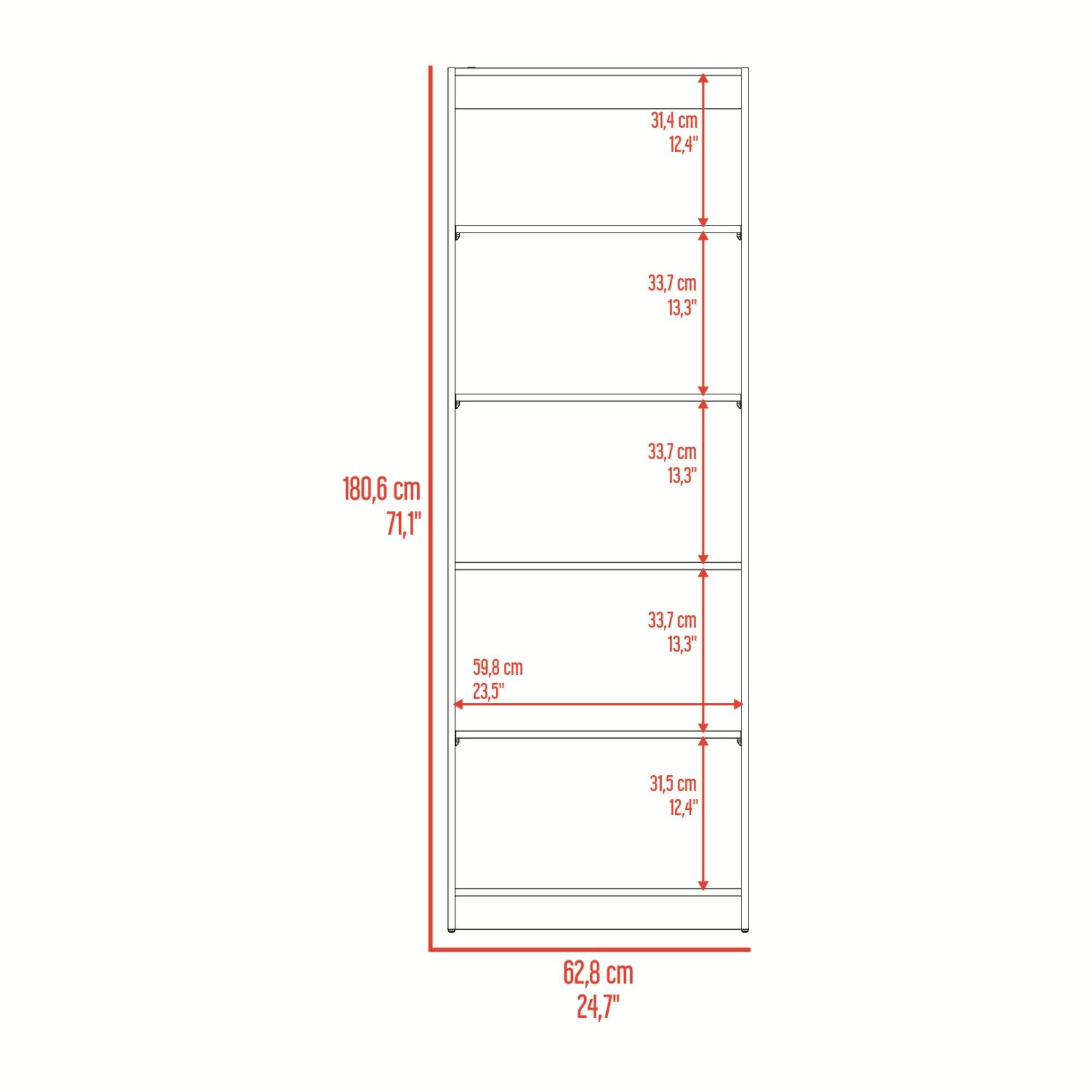 Estante Organizador De Libros 180,6X62,8X29,9 Cm Negro Y Café Claro-4