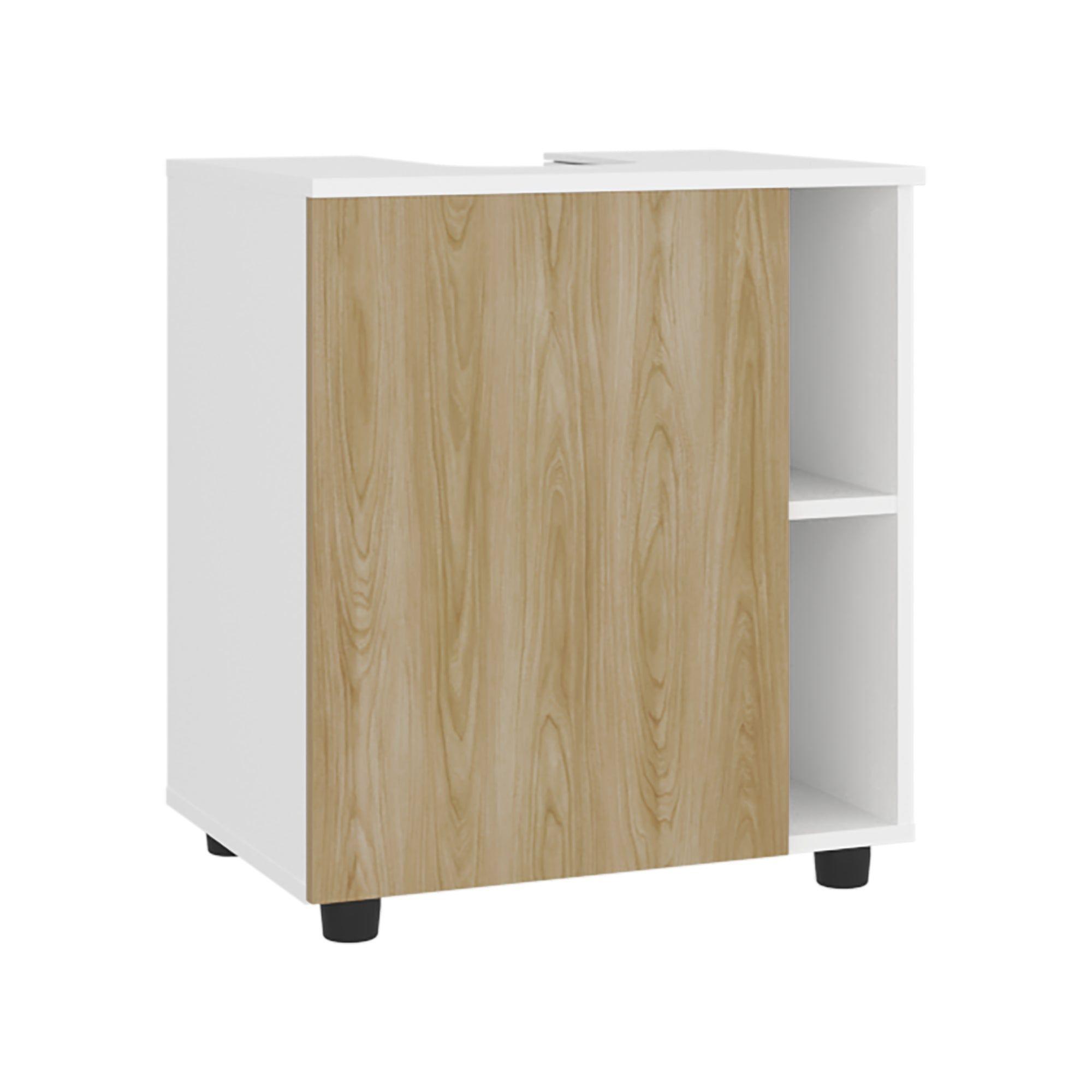 Mueble Para Lavamanos 1 Puerta 4 Espacios Blanco Y Café Claro-0