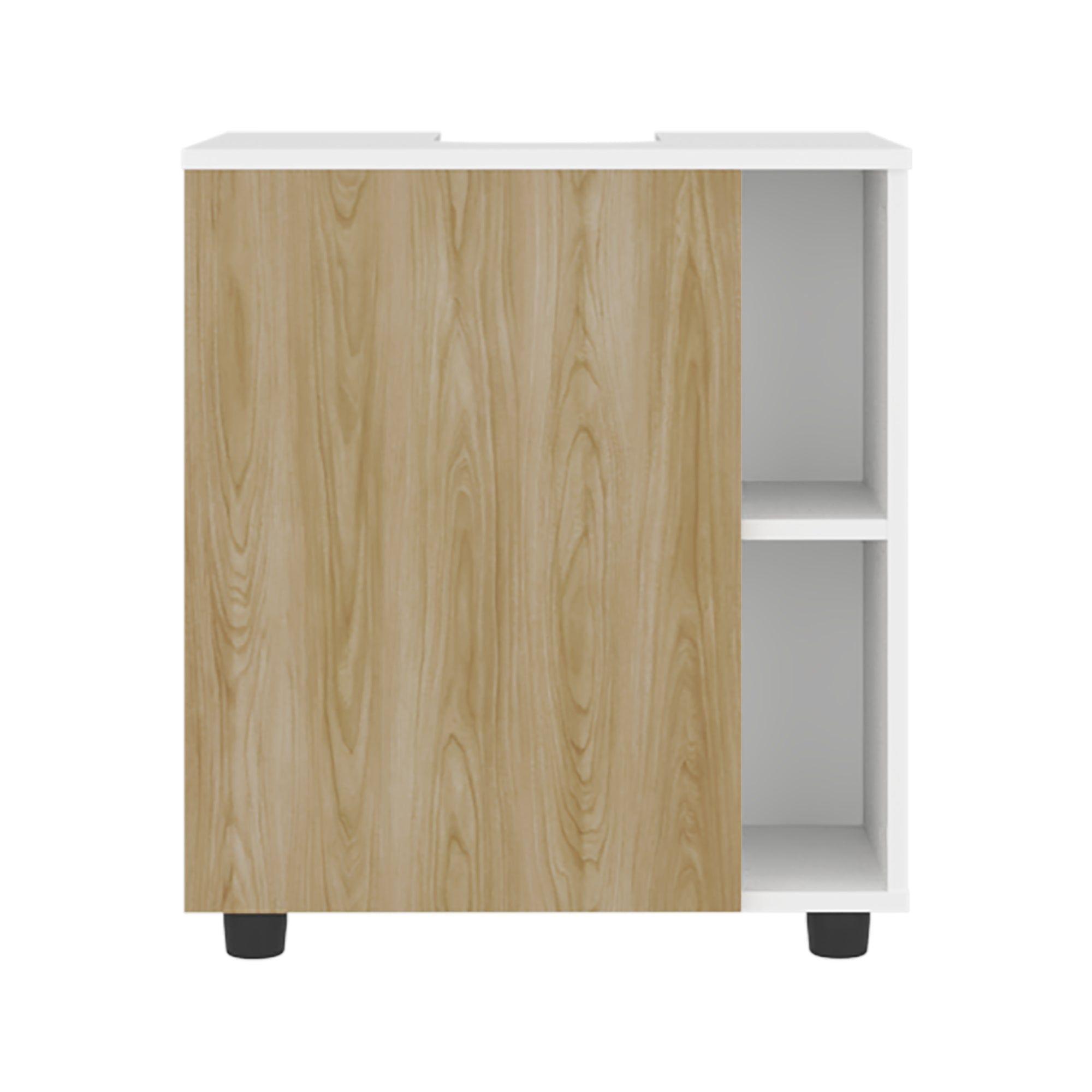 Mueble Para Lavamanos 1 Puerta 4 Espacios Blanco Y Café Claro-1