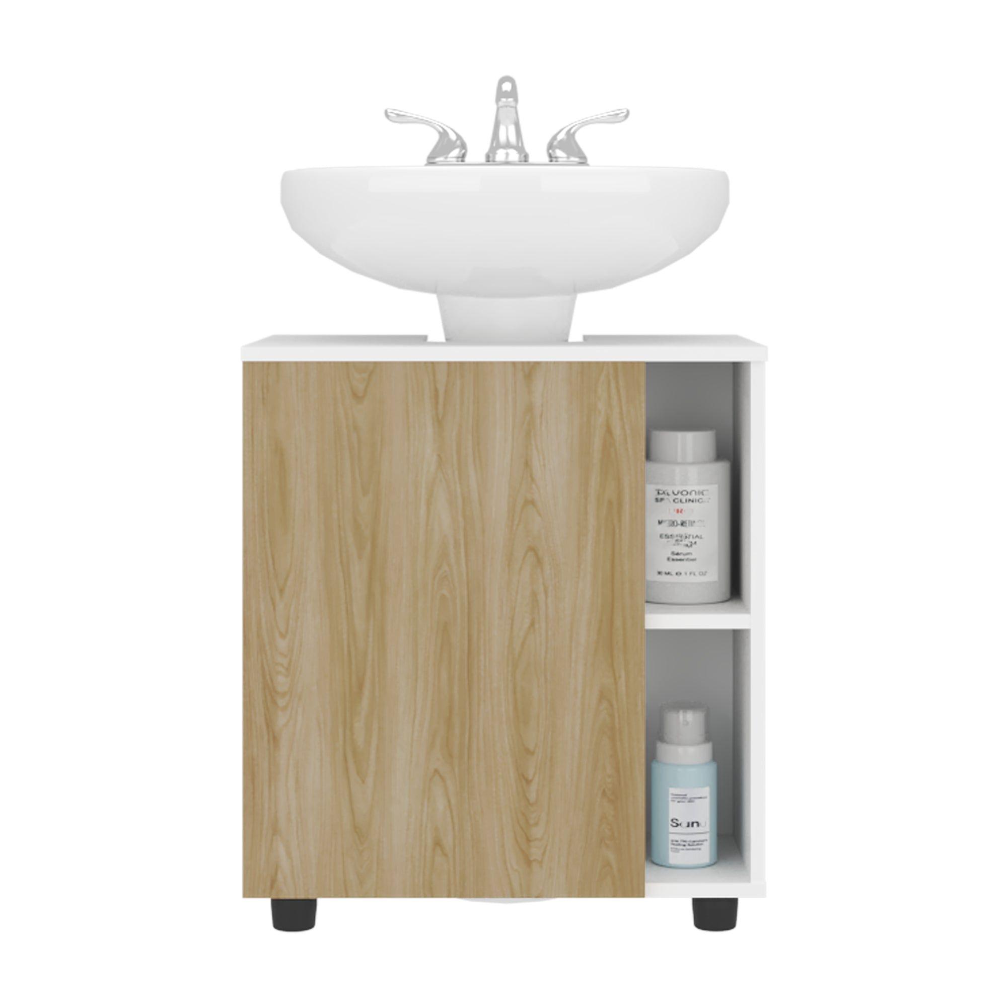 Mueble Para Lavamanos 1 Puerta 4 Espacios Blanco Y Café Claro-2