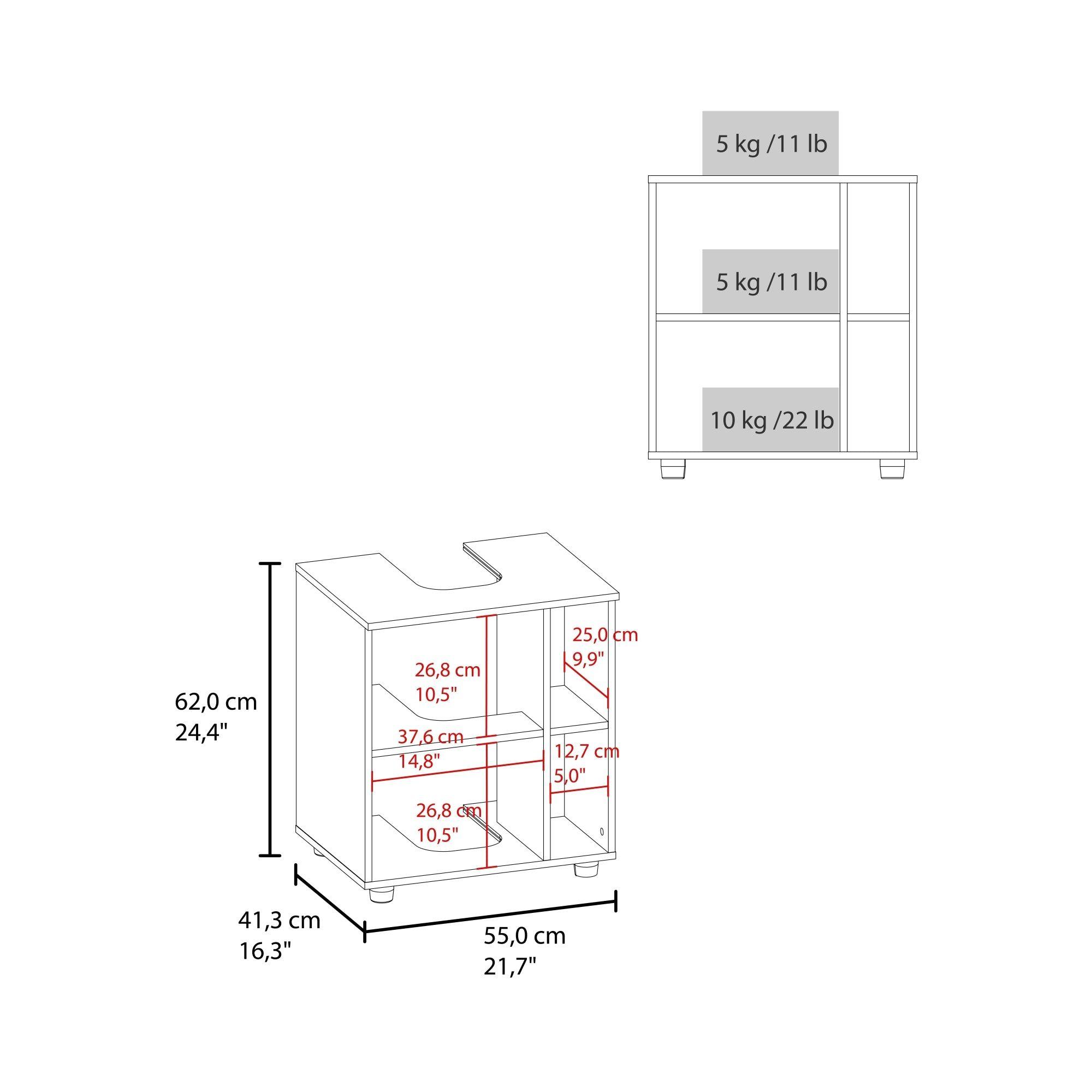 Mueble Para Lavamanos 1 Puerta 4 Espacios Blanco Y Café Claro-5