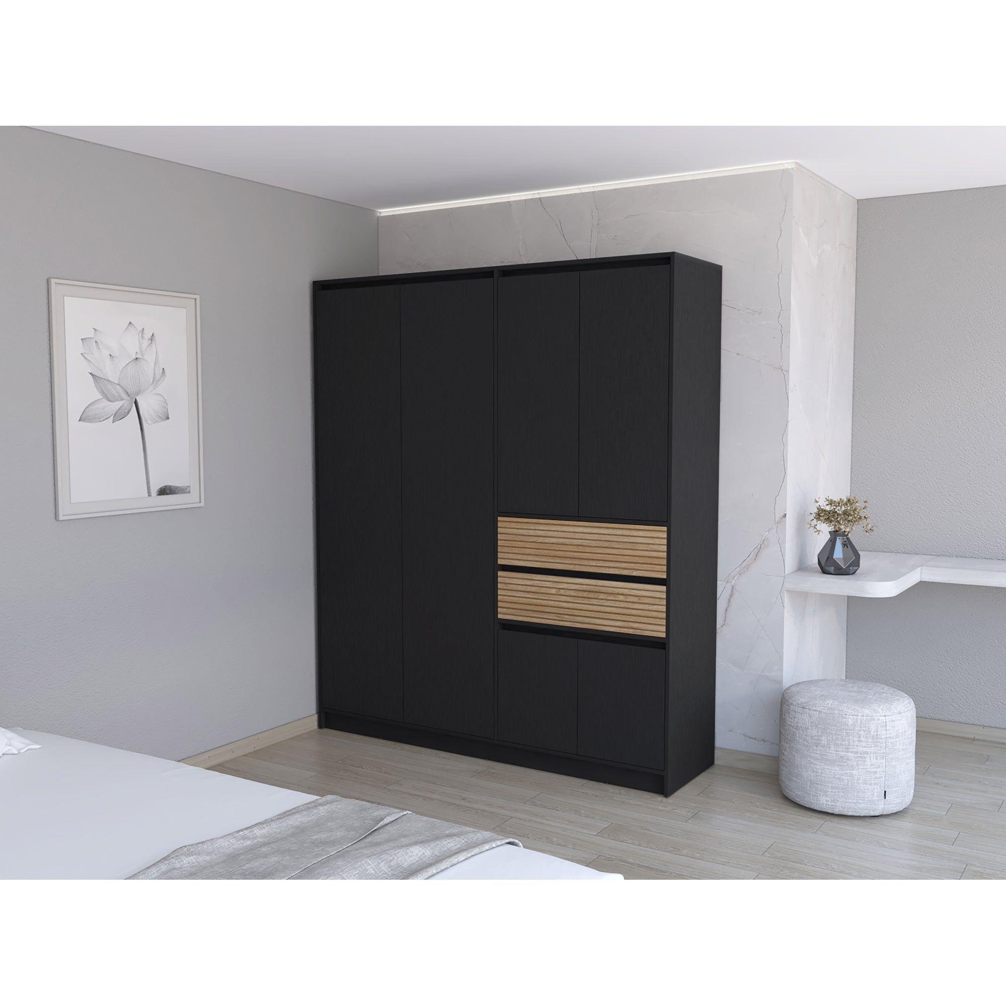 CLOSET 4 PUERTAS 2 CAJONES FM-016N - NEGRO-4