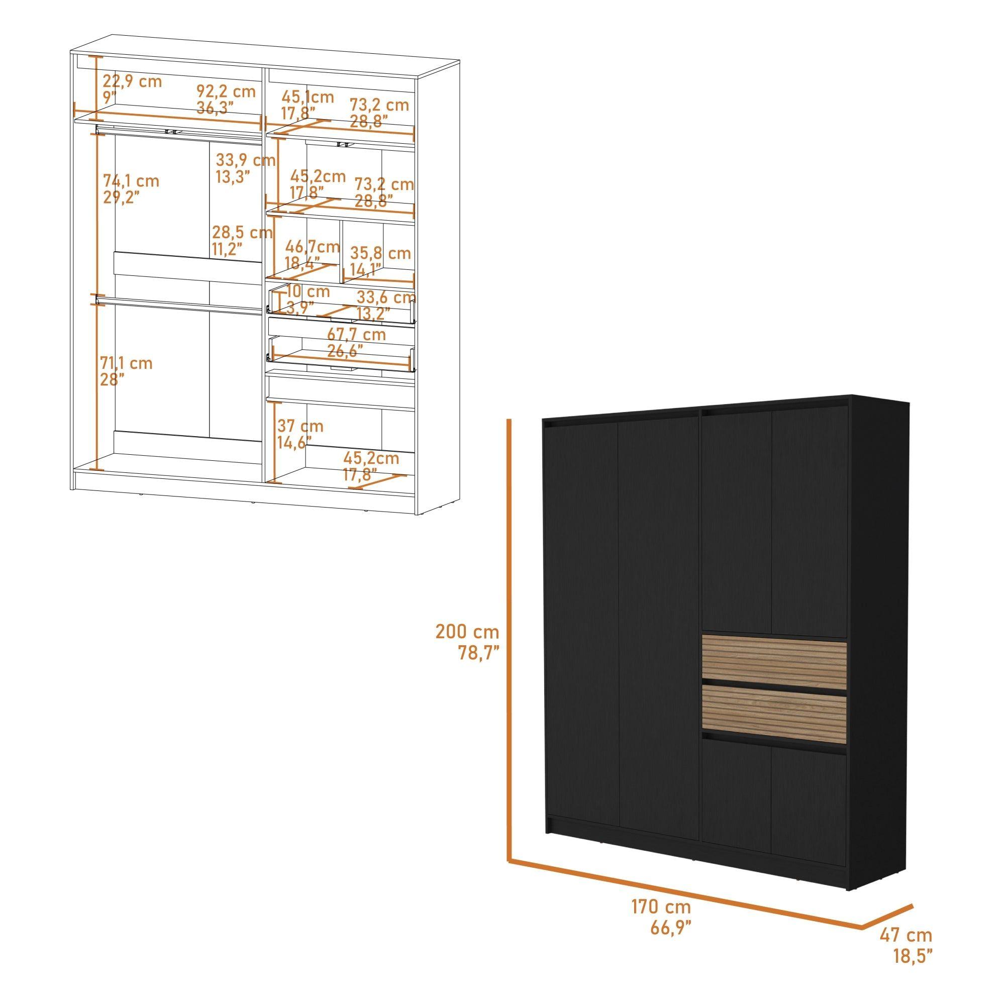 CLOSET 4 PUERTAS 2 CAJONES FM-016N - NEGRO-6