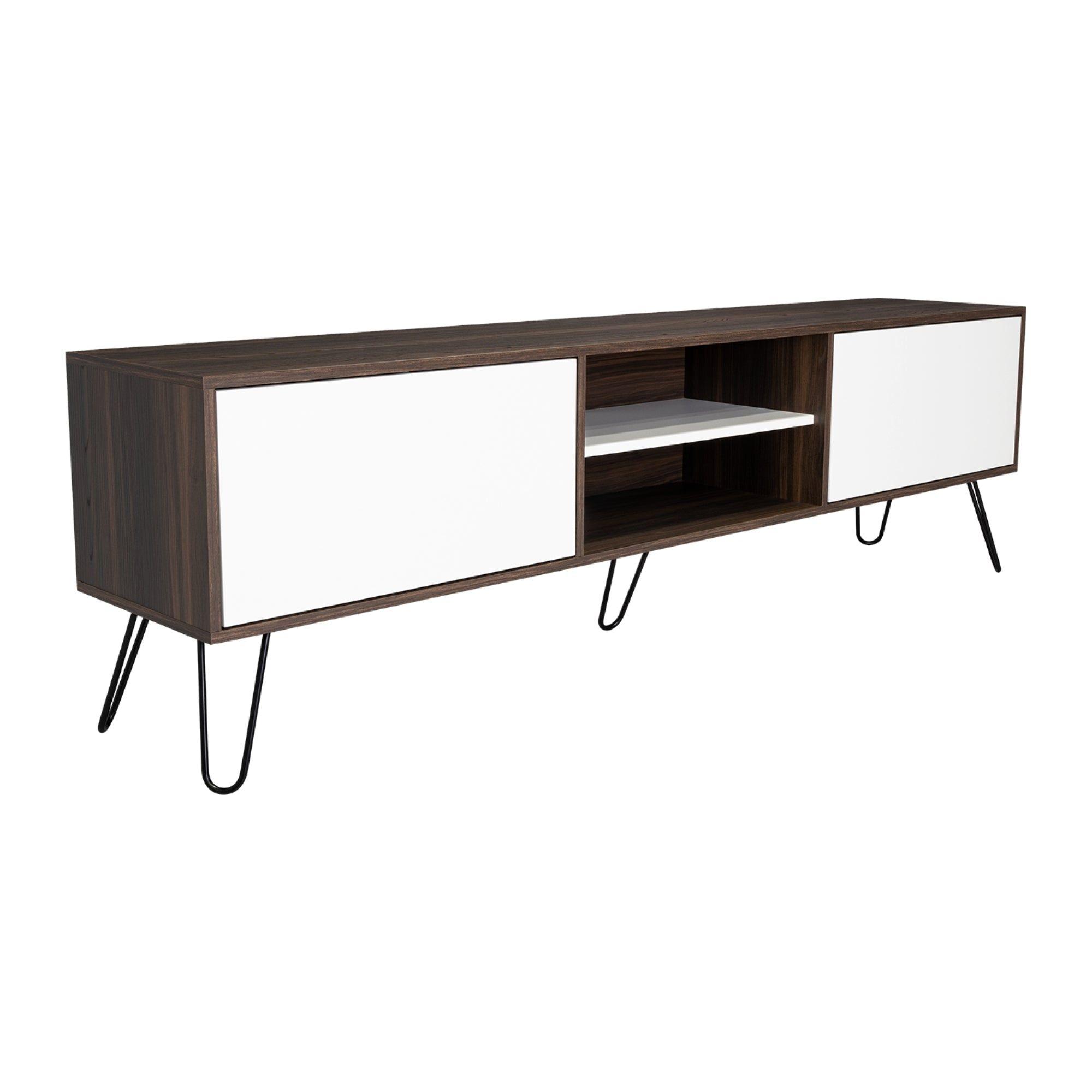 Rack Tv Con Capacidad Hasta 70" 52,5 X 180 X 35 Cm Cafe Oscuro Y Blanco-2