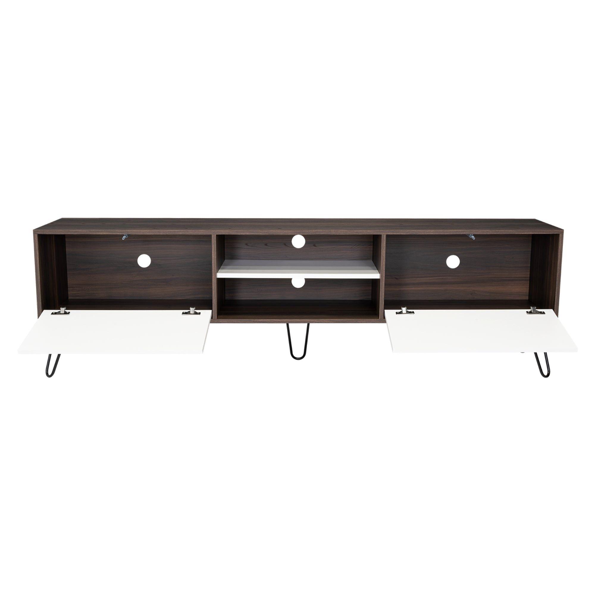 Rack Tv Con Capacidad Hasta 70" 52,5 X 180 X 35 Cm Cafe Oscuro Y Blanco-3
