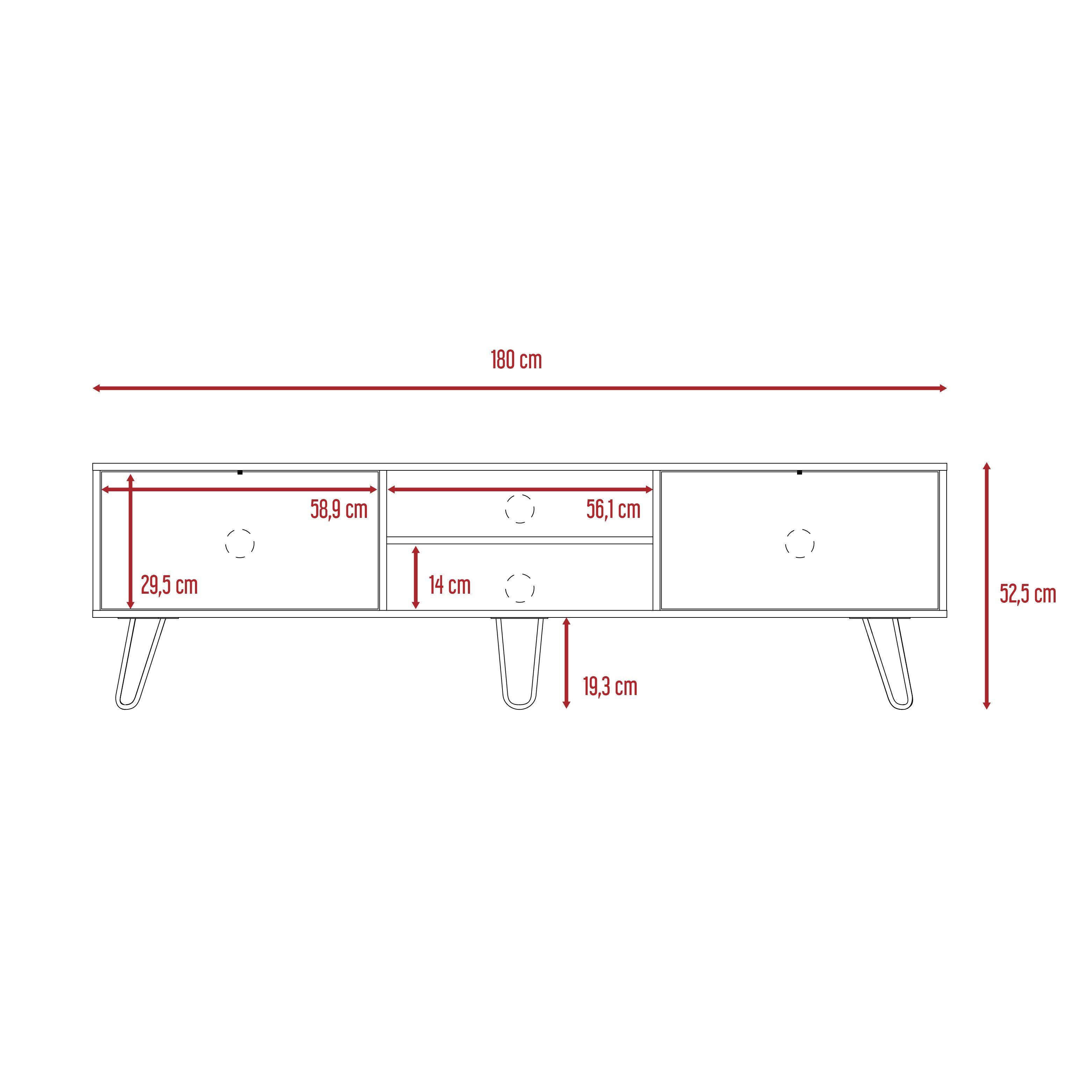 Rack Tv Con Capacidad Hasta 70" 52,5 X 180 X 35 Cm Cafe Oscuro Y Blanco-5
